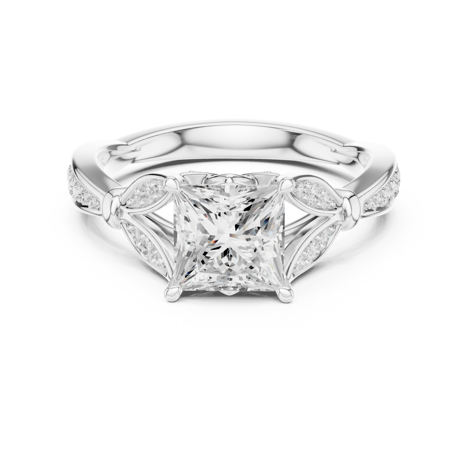  White Gold Victorian Grace Deco Statement Ring Front View