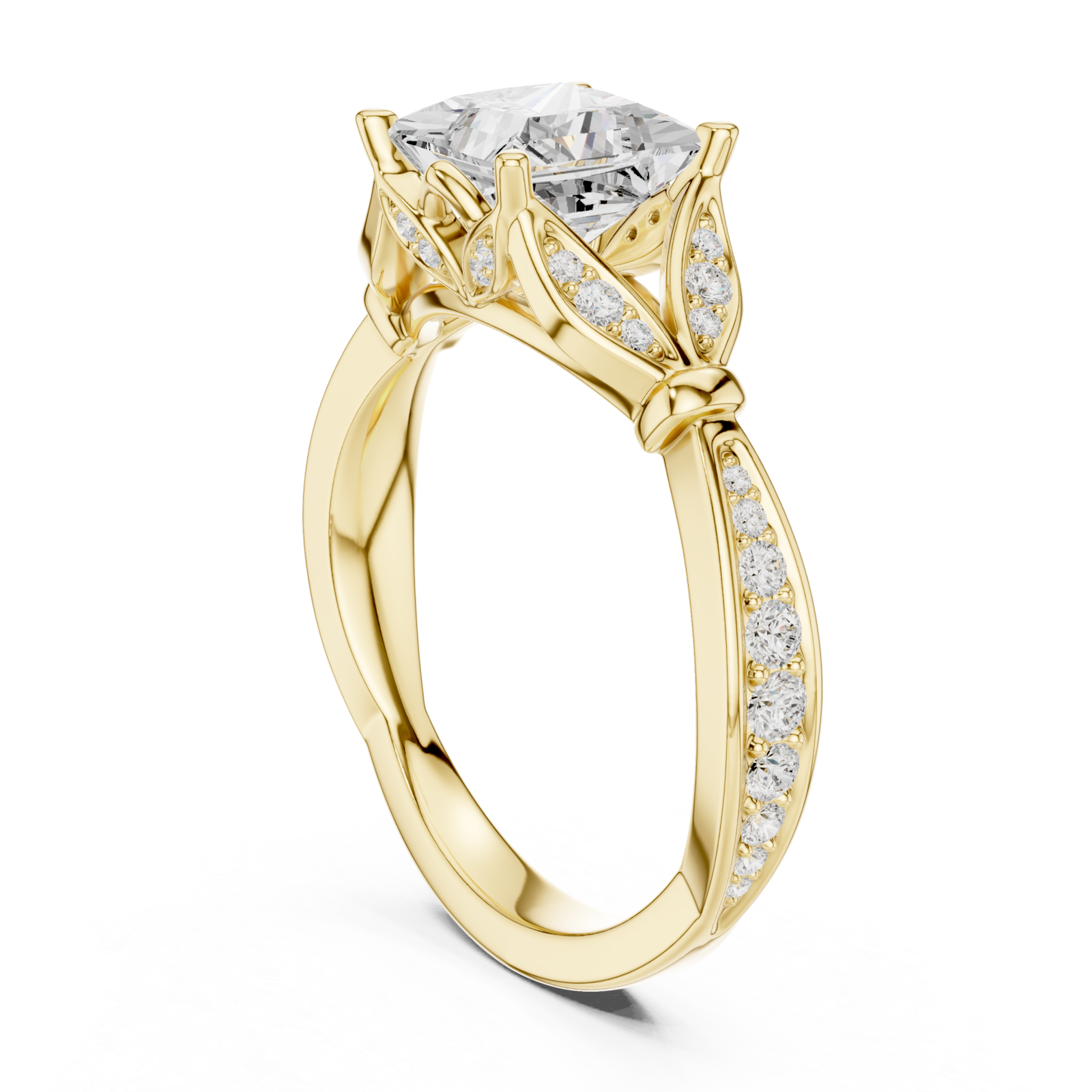  Gold Victorian Grace Deco Statement Ring Left View