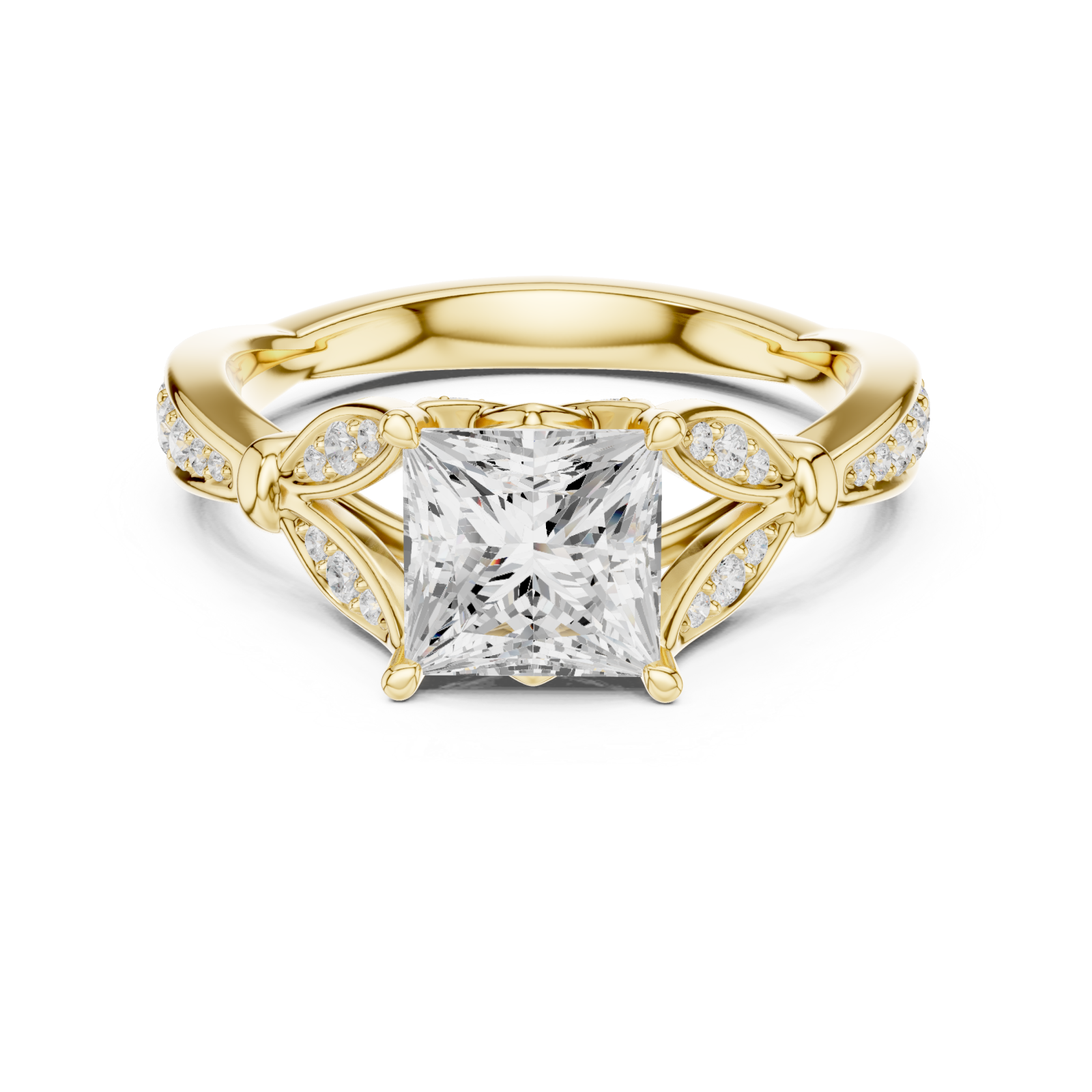  Gold Victorian Grace Deco Statement Ring Front View