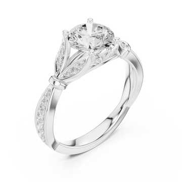  White Gold Laurel Vista Regal Halo Solitaire Ring Right View