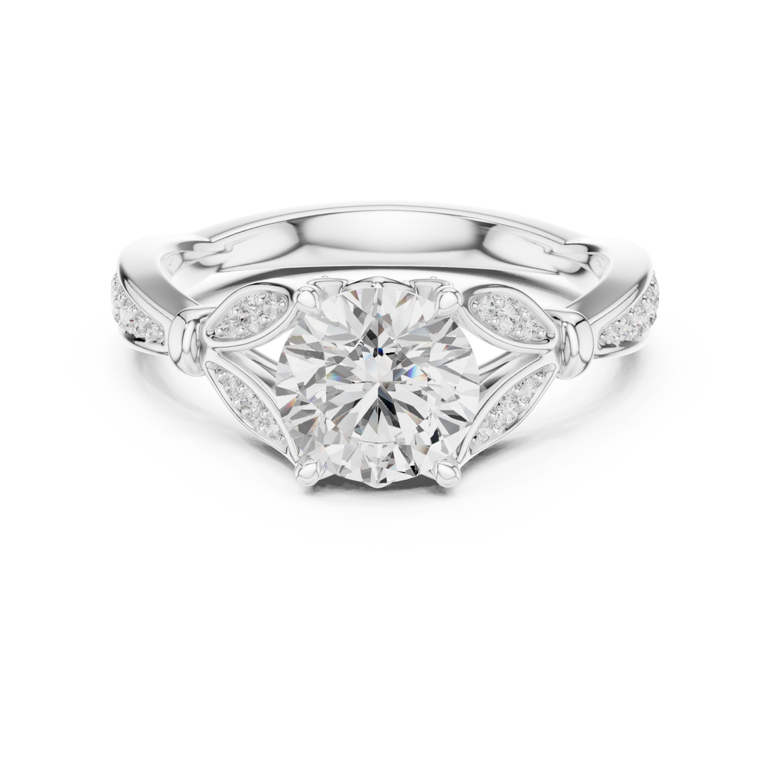  White Gold Laurel Vista Regal Halo Solitaire Ring Right View