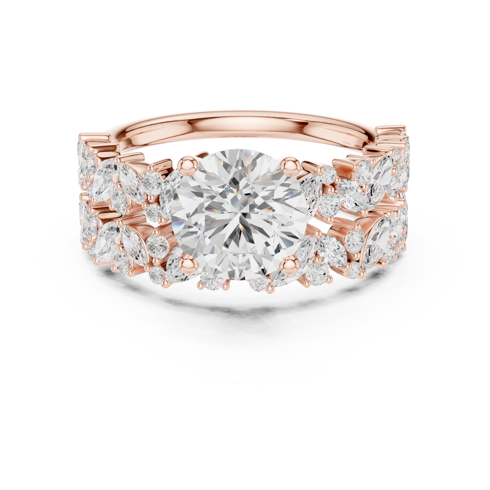 Rose Gold Celestial Harmony Aura Statement Ring Front View
