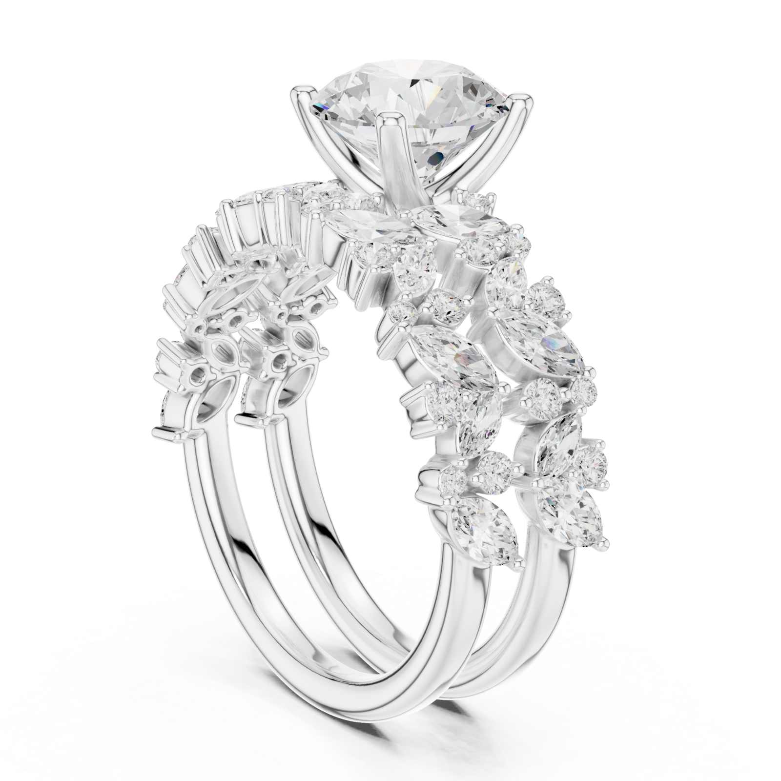  White Gold Celestial Harmony Aura Statement Ring Left View