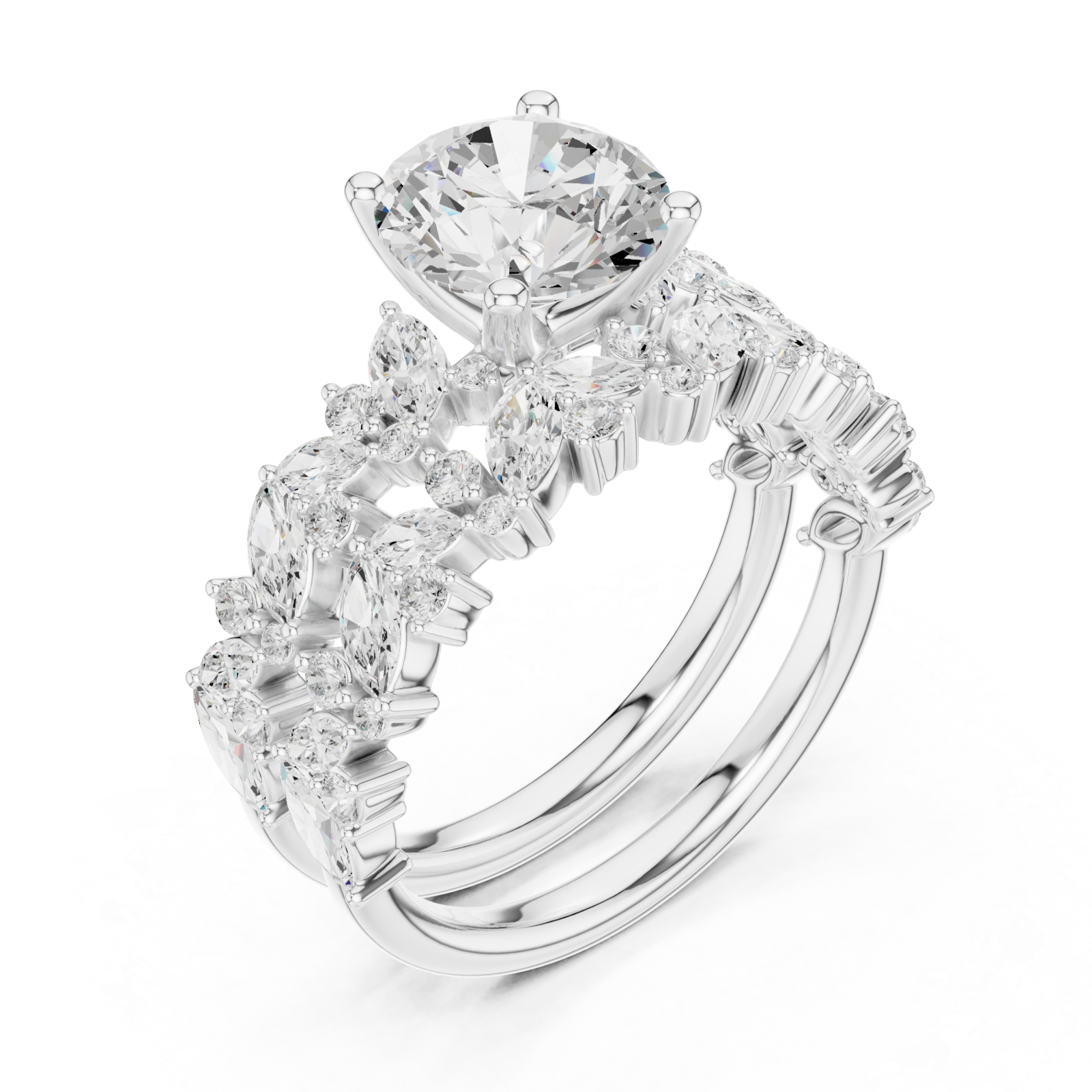  White Gold Celestial Harmony Aura Statement Ring Right View