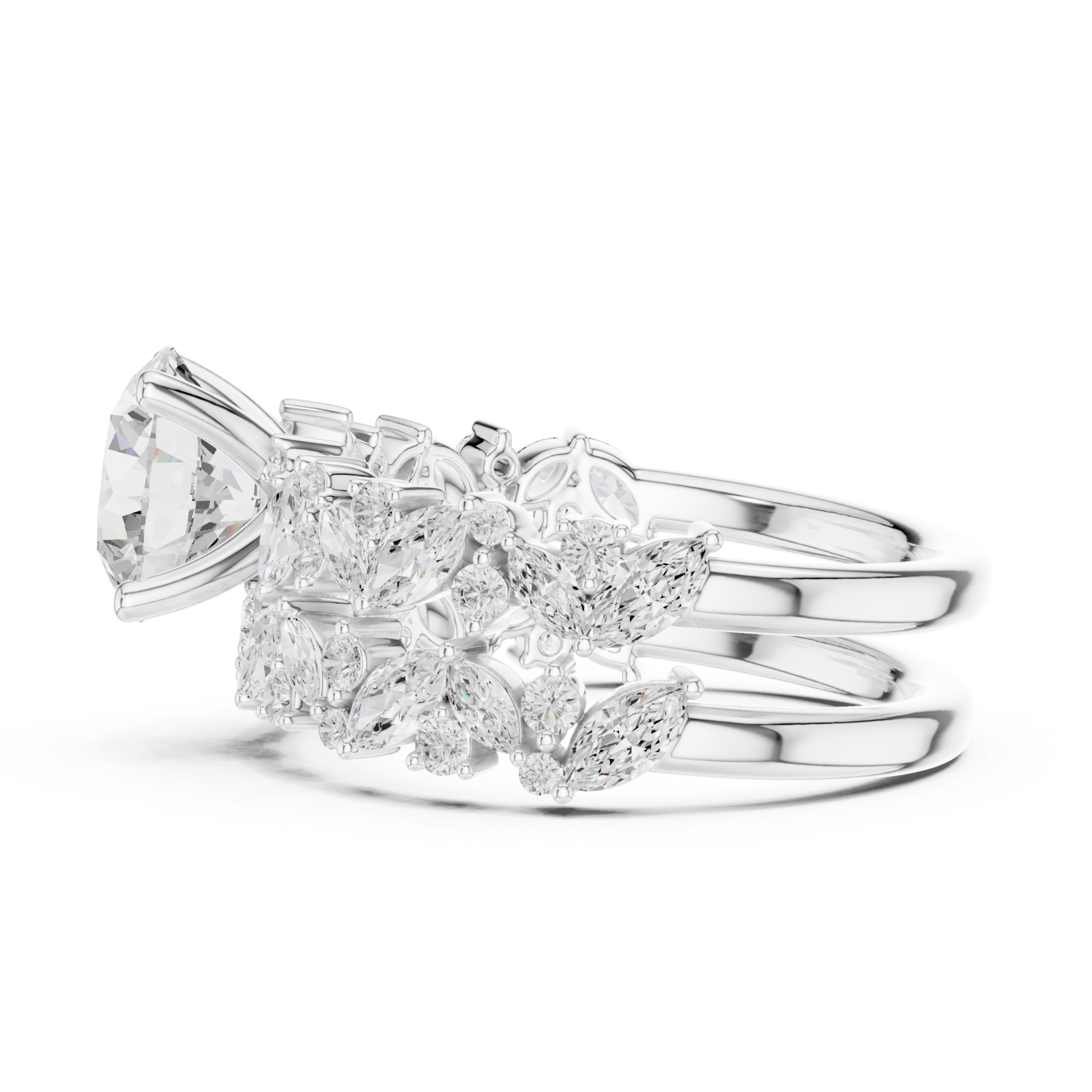  White Gold Celestial Harmony Aura Statement Ring Side View