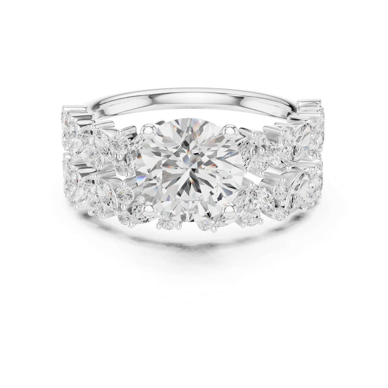  White Gold Celestial Harmony Aura Statement Ring Front View