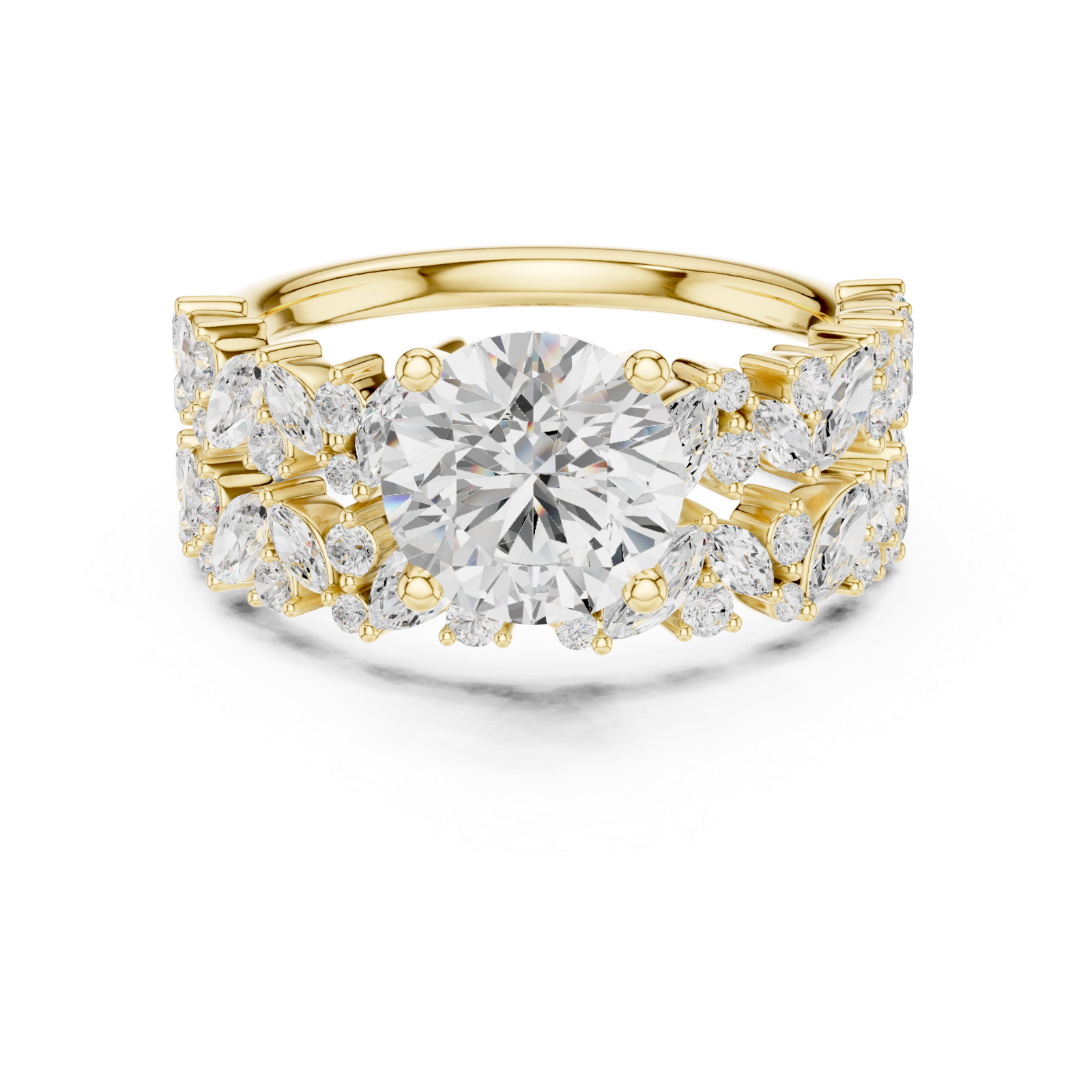  Gold Celestial Harmony Aura Statement Ring Front View