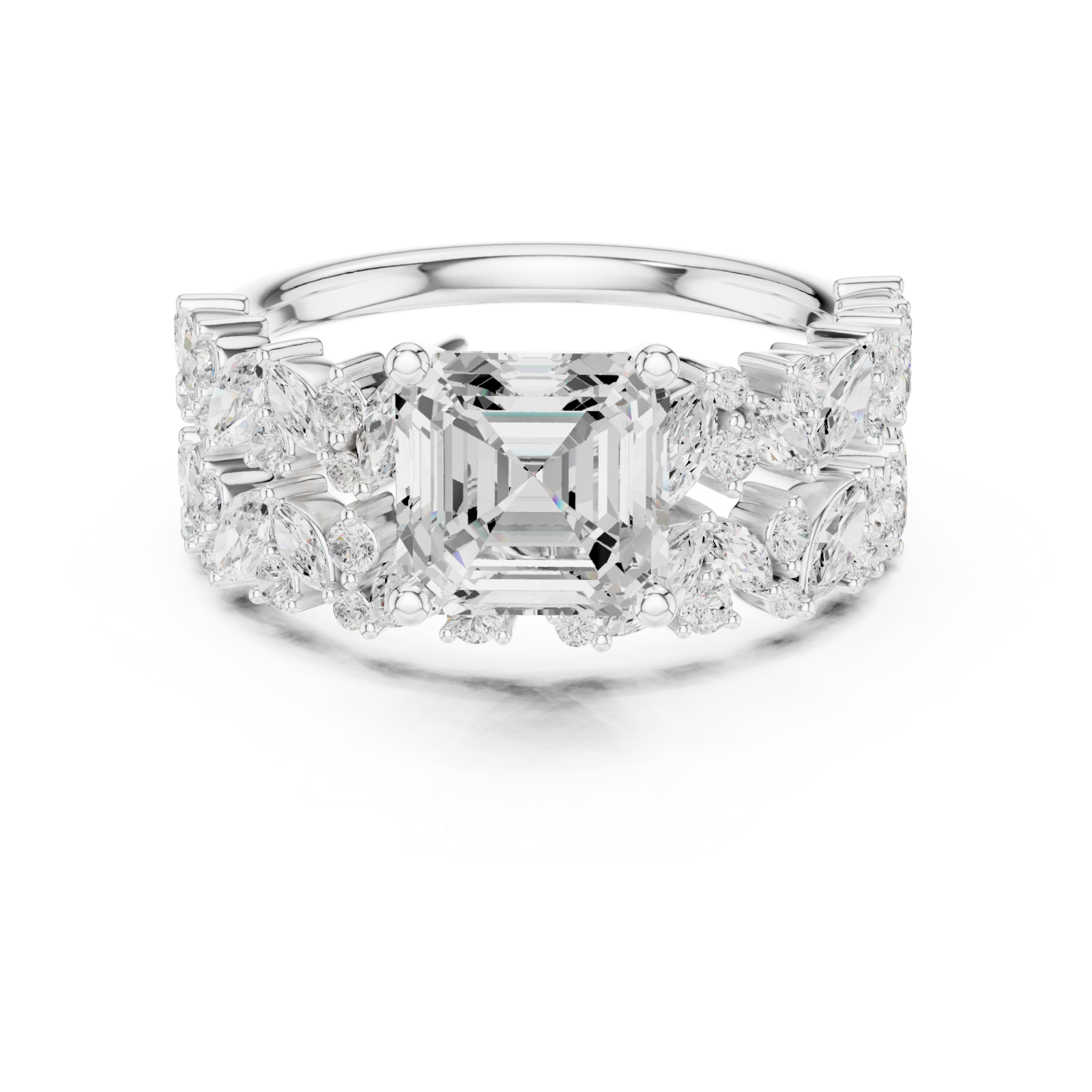  White Gold Celestial Garden Harmony Band Front View