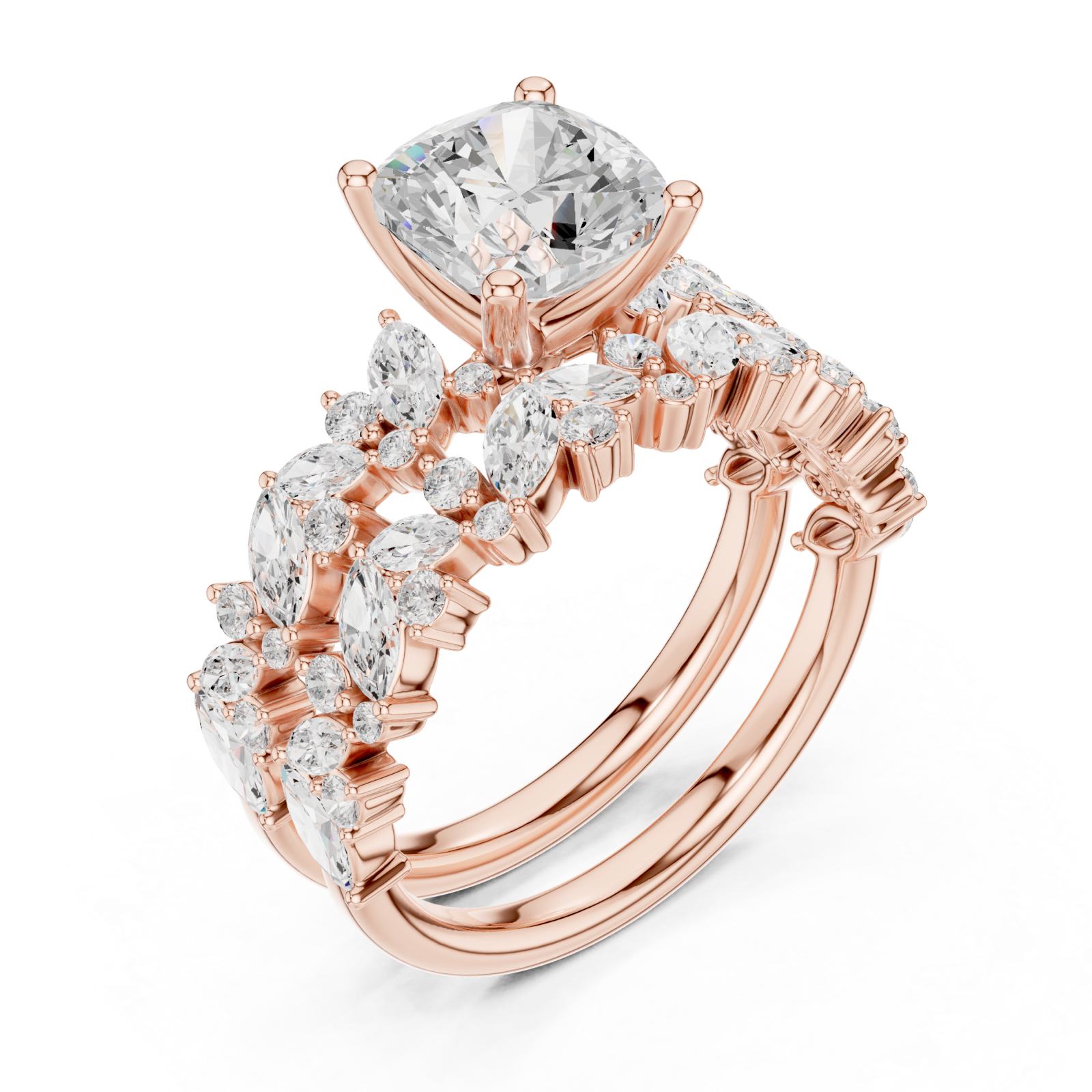  Rose Gold Enchanted Marquise Wreath Solitaire Ring Right View