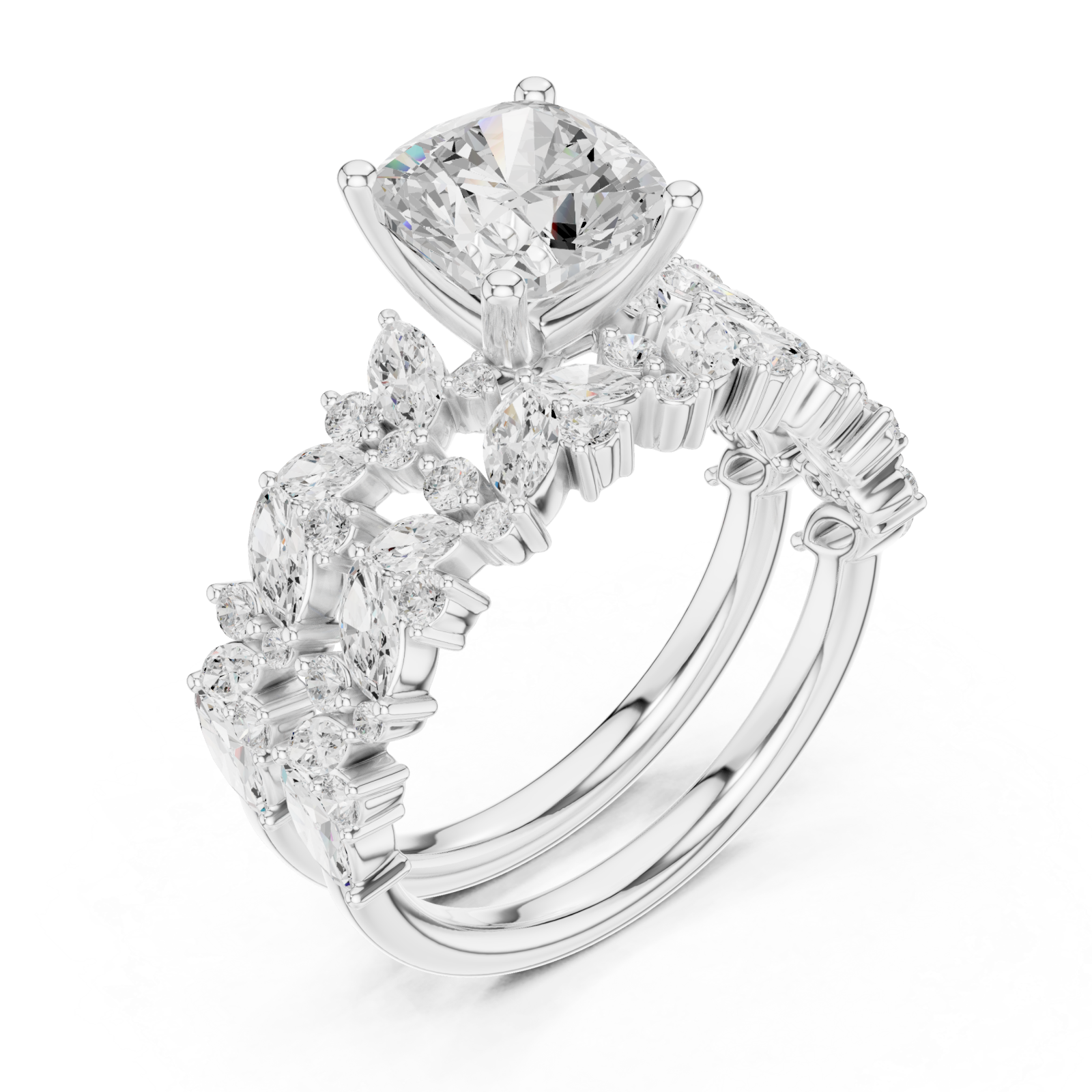  White Gold Enchanted Marquise Wreath Solitaire Ring Right View