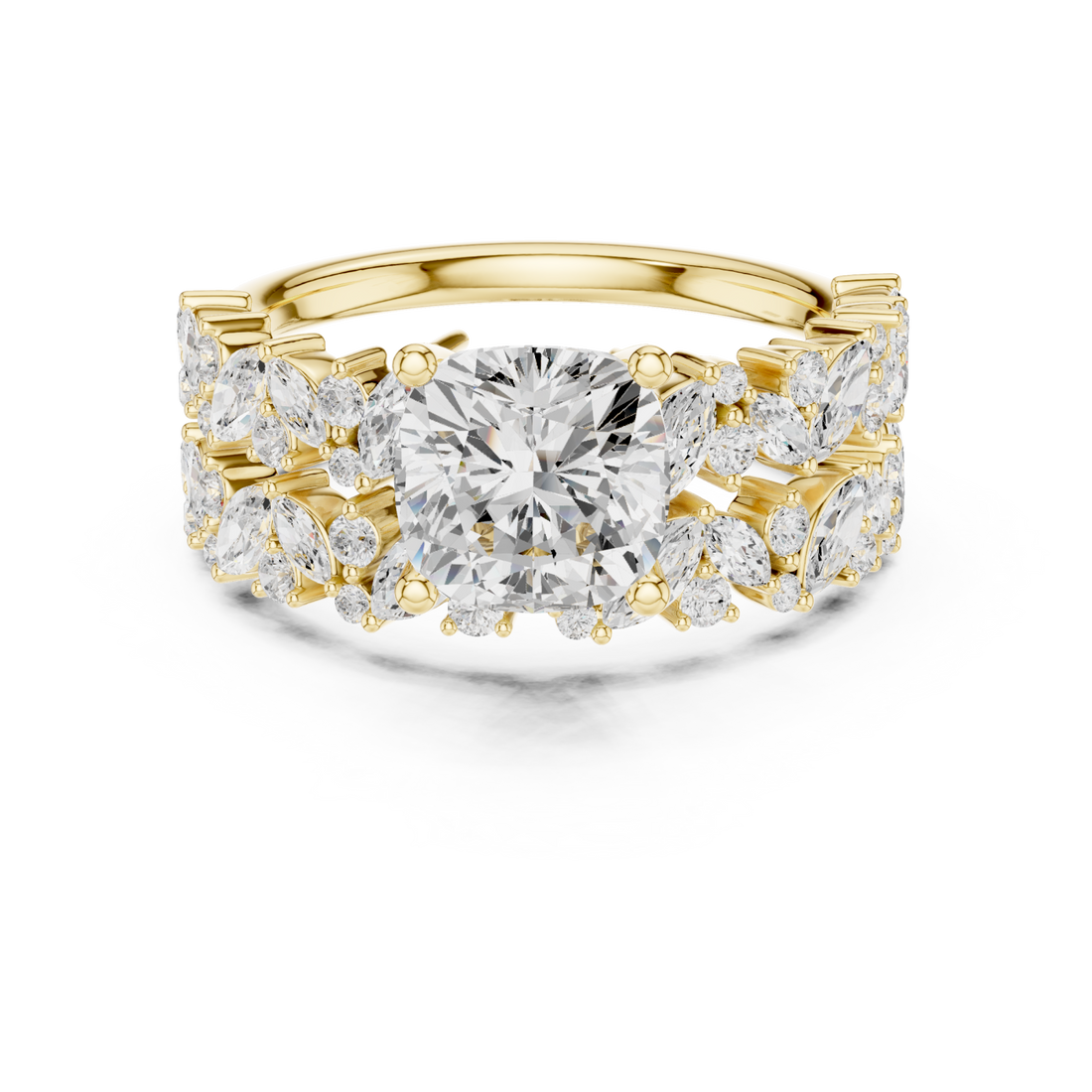 Gold Enchanted Marquise Wreath Solitaire Ring Right View