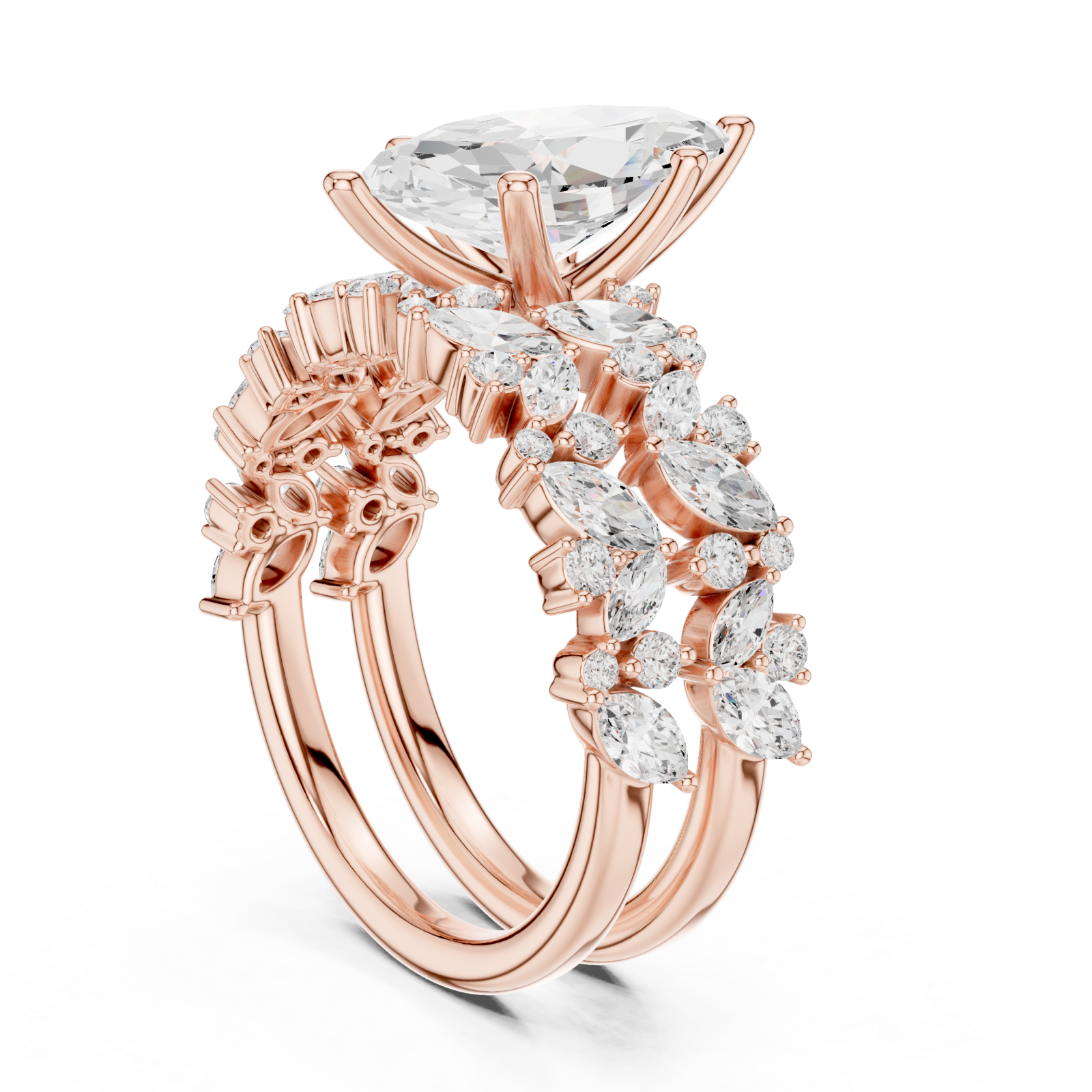  Rose Gold Opaline Petal Cascade Band Left View