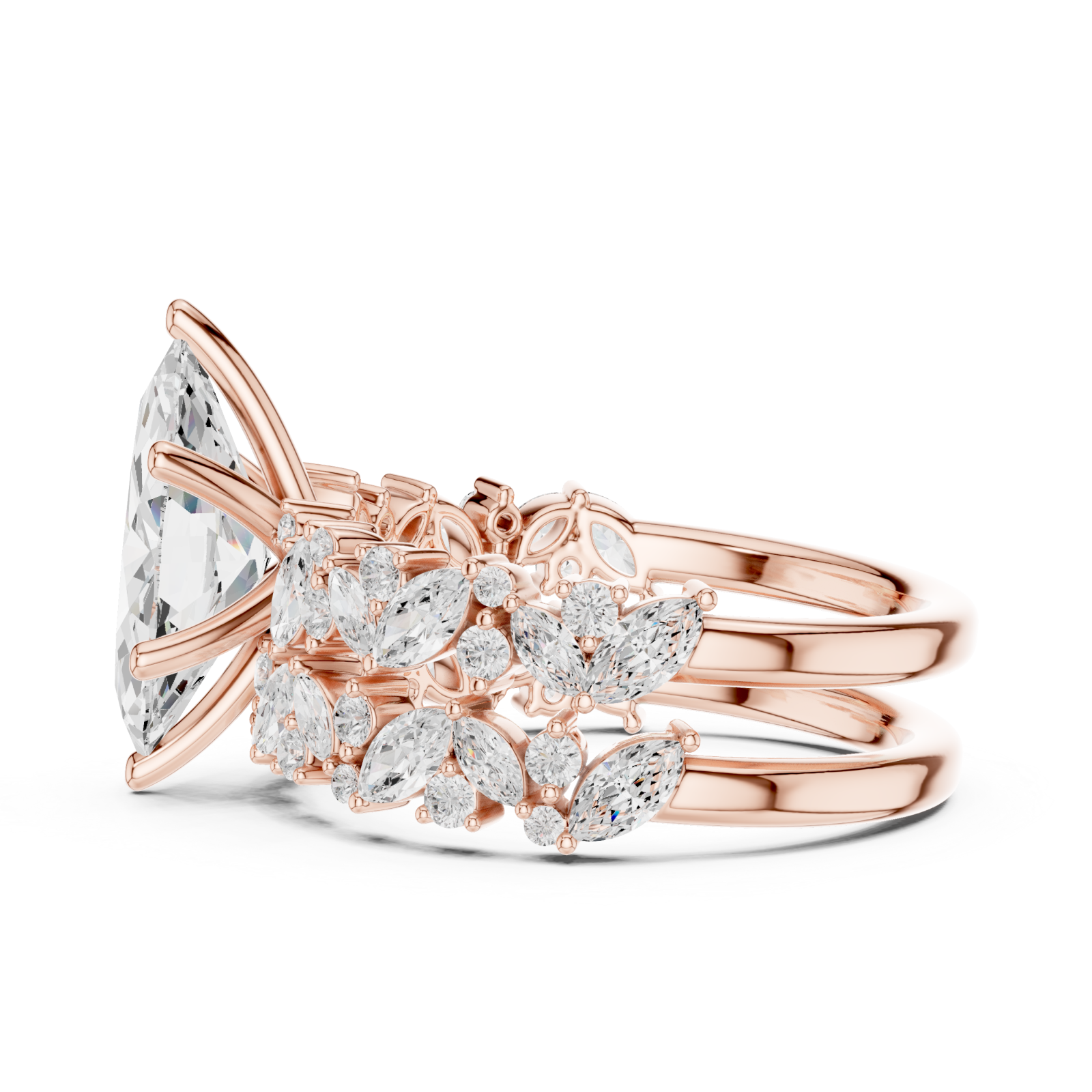  Rose Gold Opaline Petal Cascade Band Side View