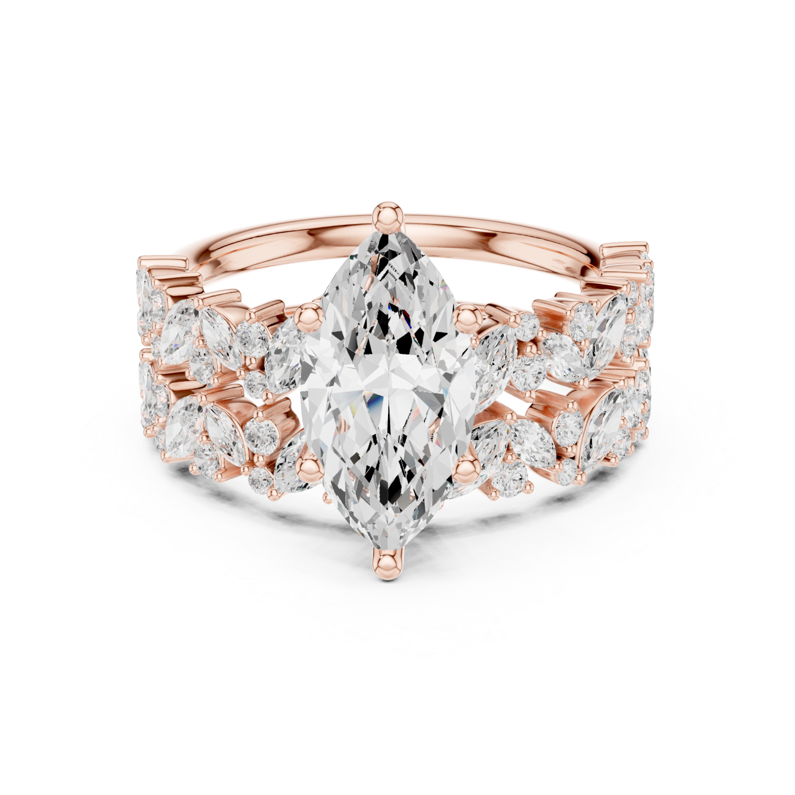  Rose Gold Opaline Petal Cascade Band Front View