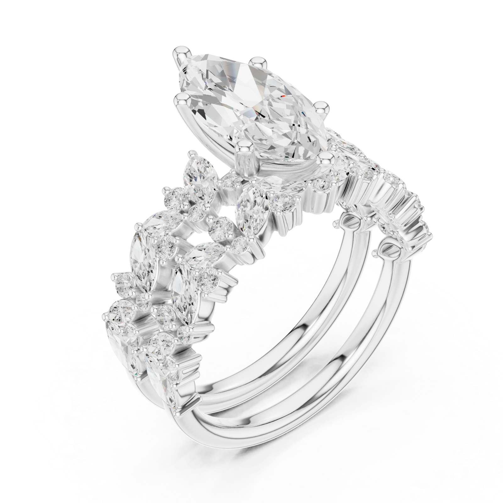  White Gold Opaline Petal Cascade Band Right View