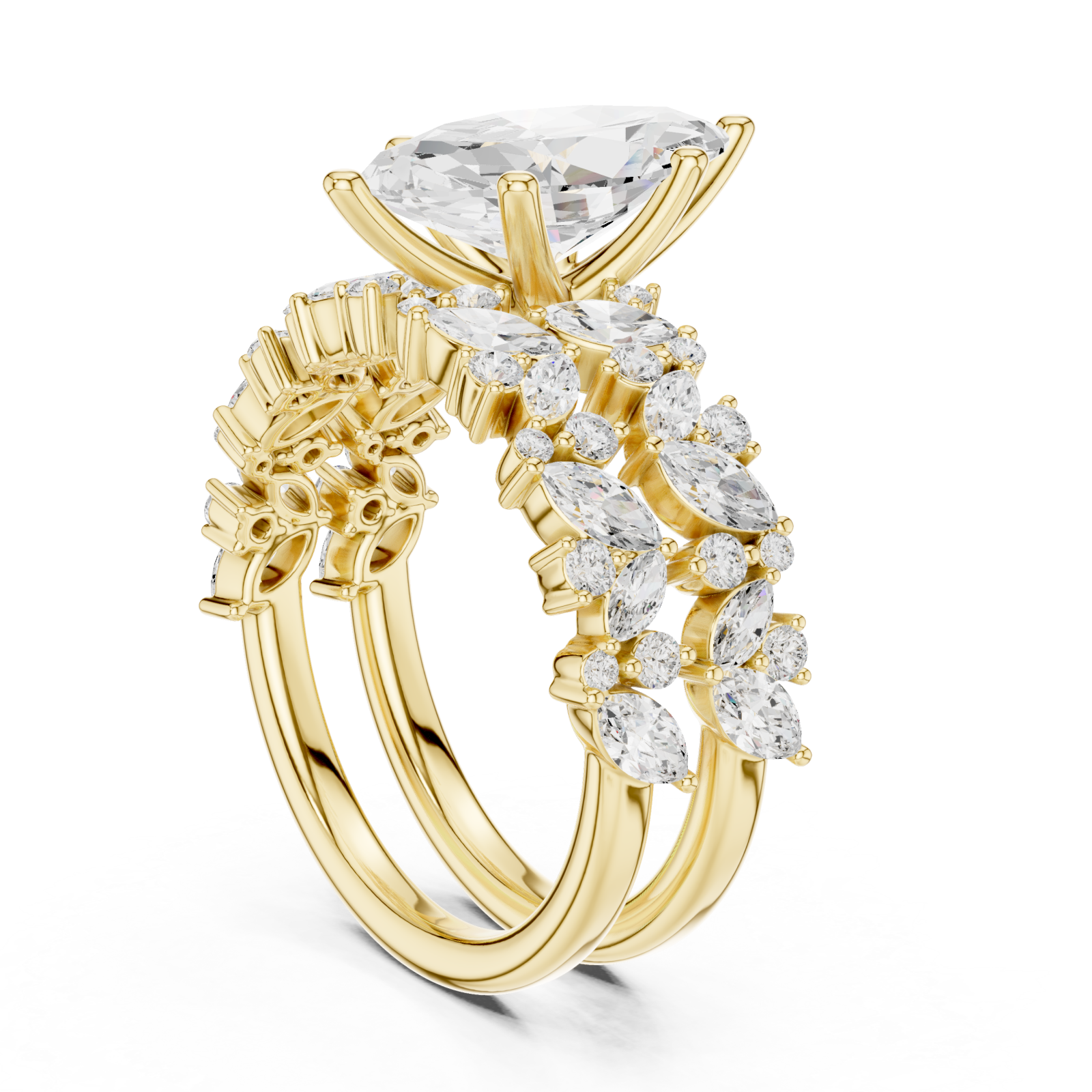  Gold Opaline Petal Cascade Band Left View