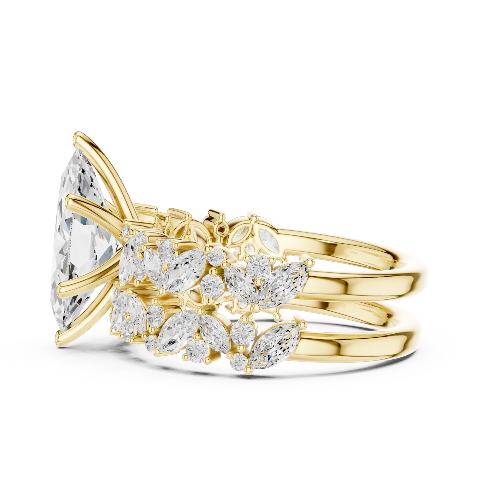  Gold Opaline Petal Cascade Band Side View