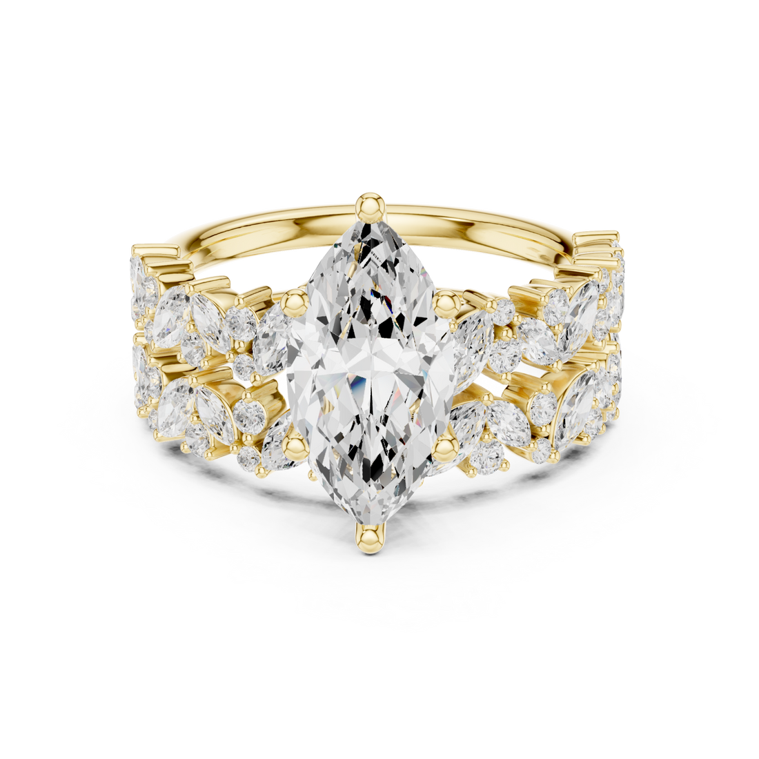Gold Opaline Petal Cascade Band Right View