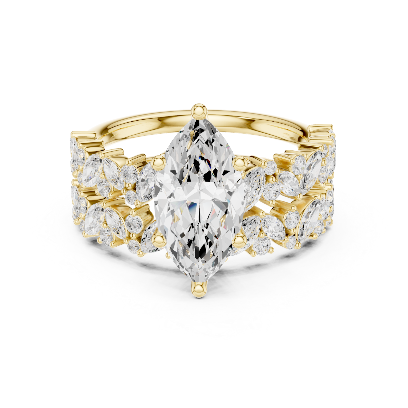  Gold Opaline Petal Cascade Band Front View