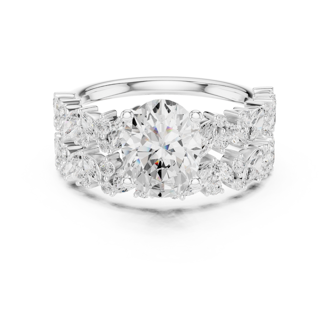  White Gold Petal Grace Crown Ring Right View