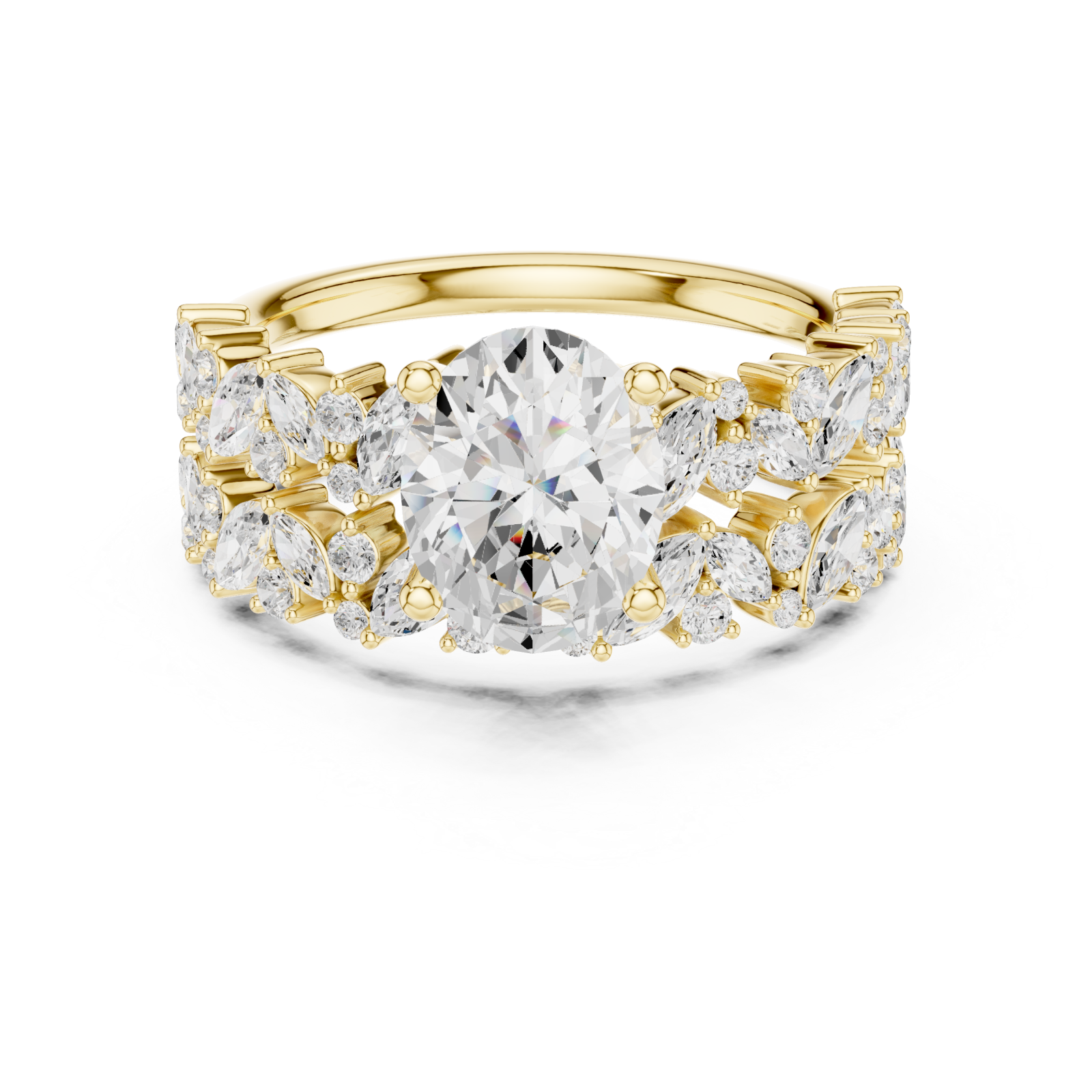  Gold Petal Grace Crown Ring Front View