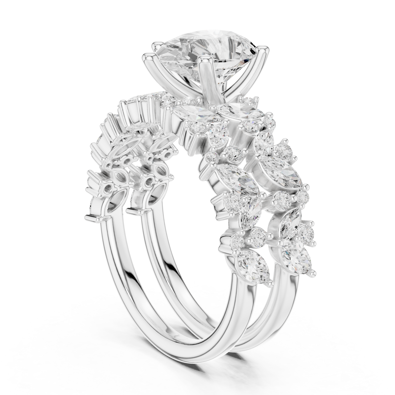  White Gold Luminous Charm Band Ring Left View