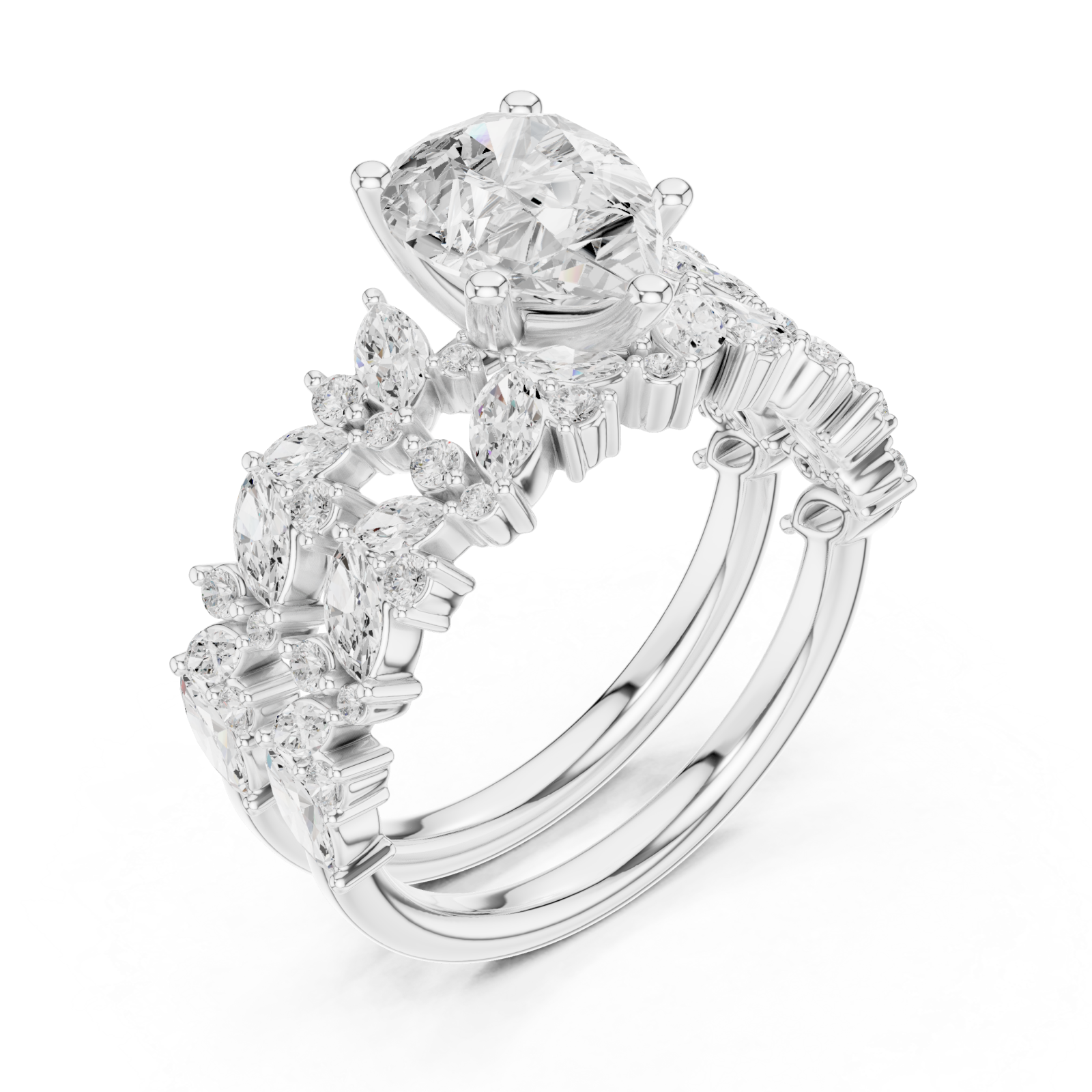  White Gold Luminous Charm Band Ring Right View