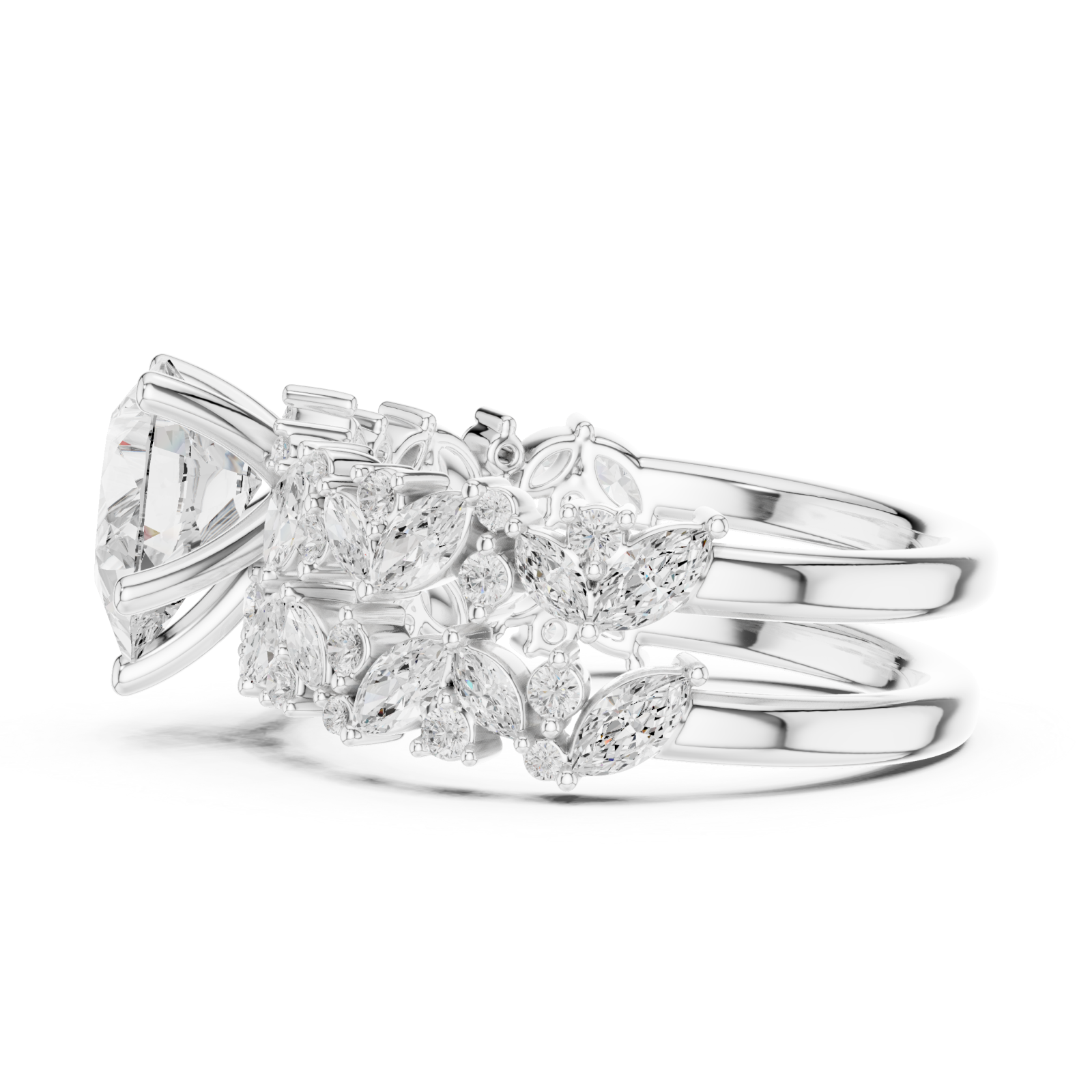  White Gold Luminous Charm Band Ring Side View