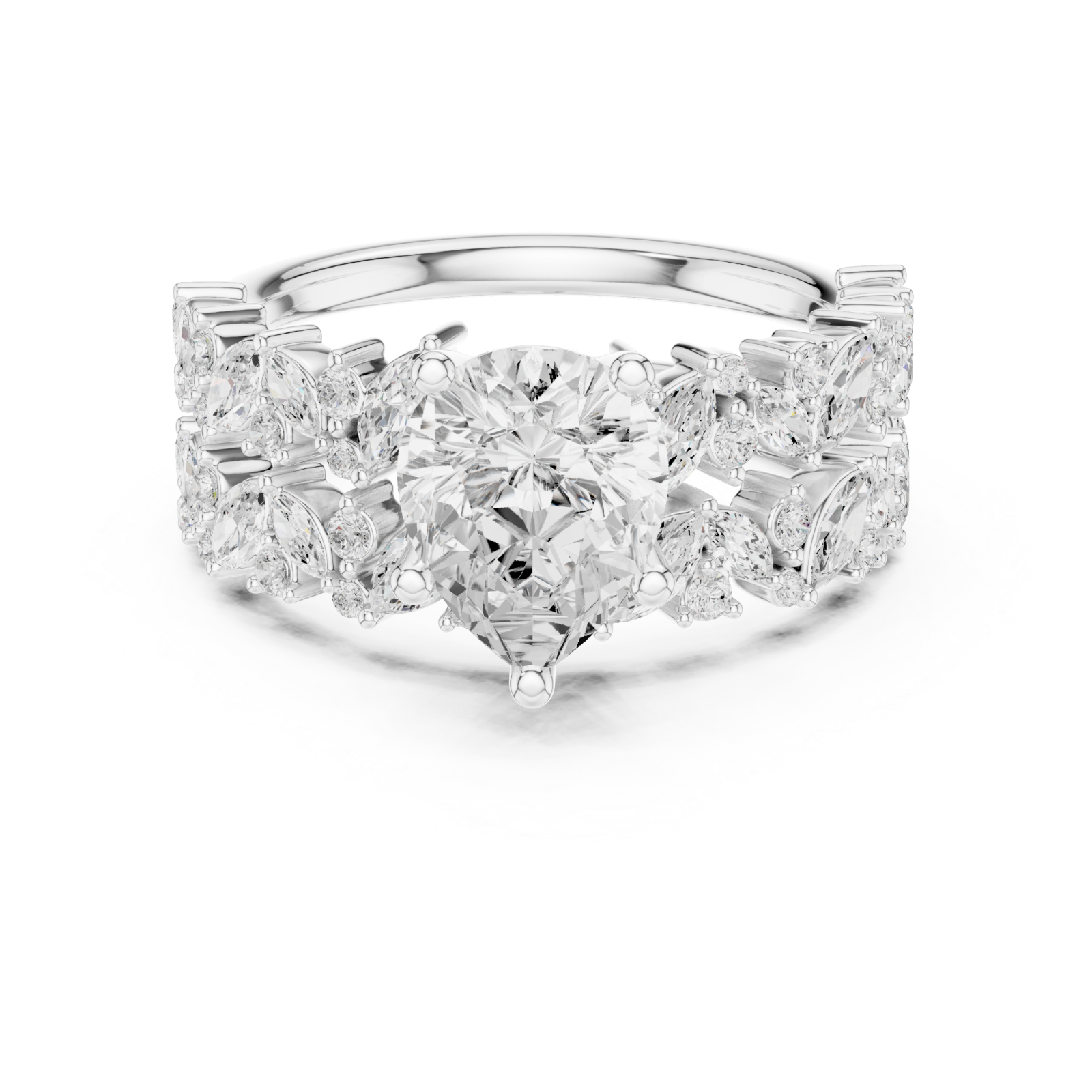  White Gold Luminous Charm Band Ring Front View