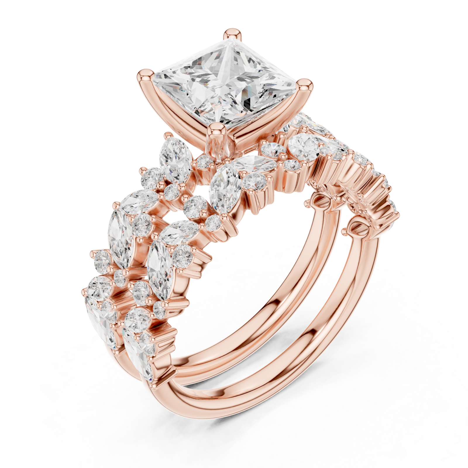  Rose Gold Opulent Belle Archway Ring Set Right View
