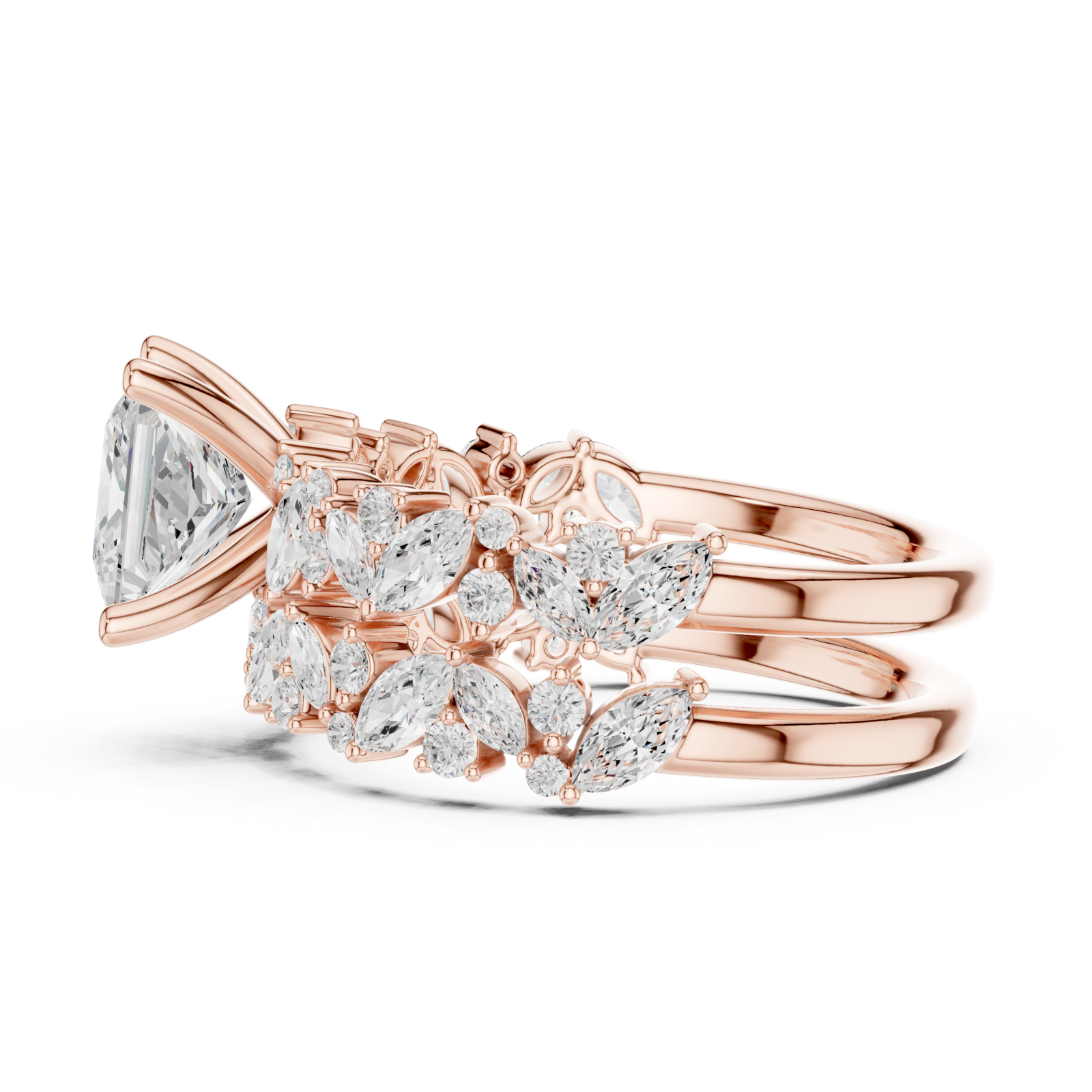  Rose Gold Opulent Belle Archway Ring Set Side View