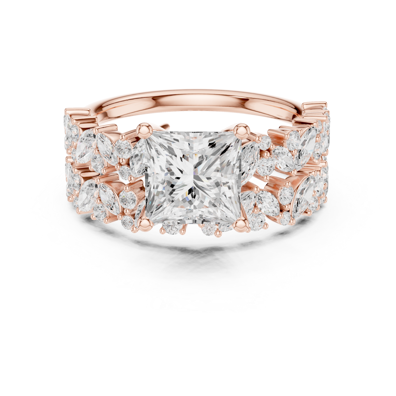  Rose Gold Opulent Belle Archway Ring Set Front View