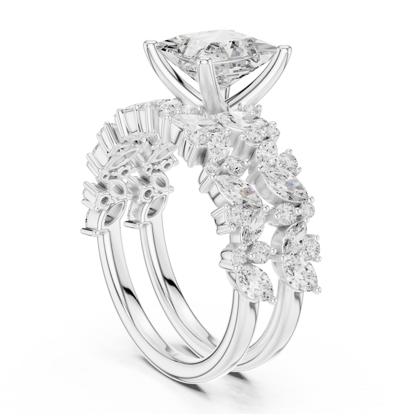  White Gold Opulent Belle Archway Ring Set Left View