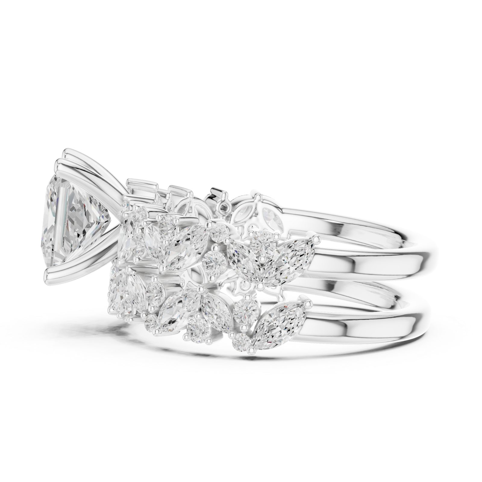  White Gold Opulent Belle Archway Ring Set Side View