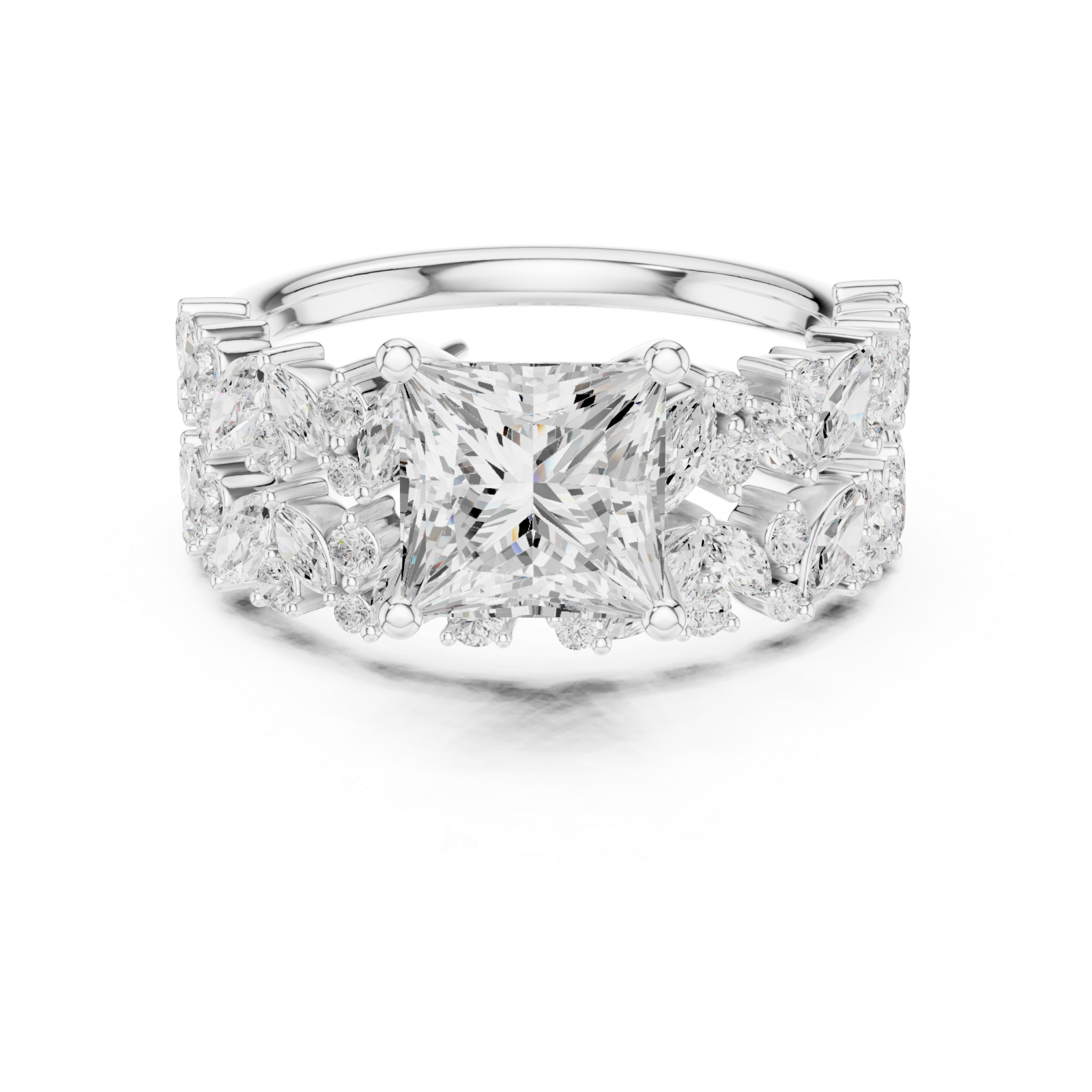  White Gold Opulent Belle Archway Ring Set Front View