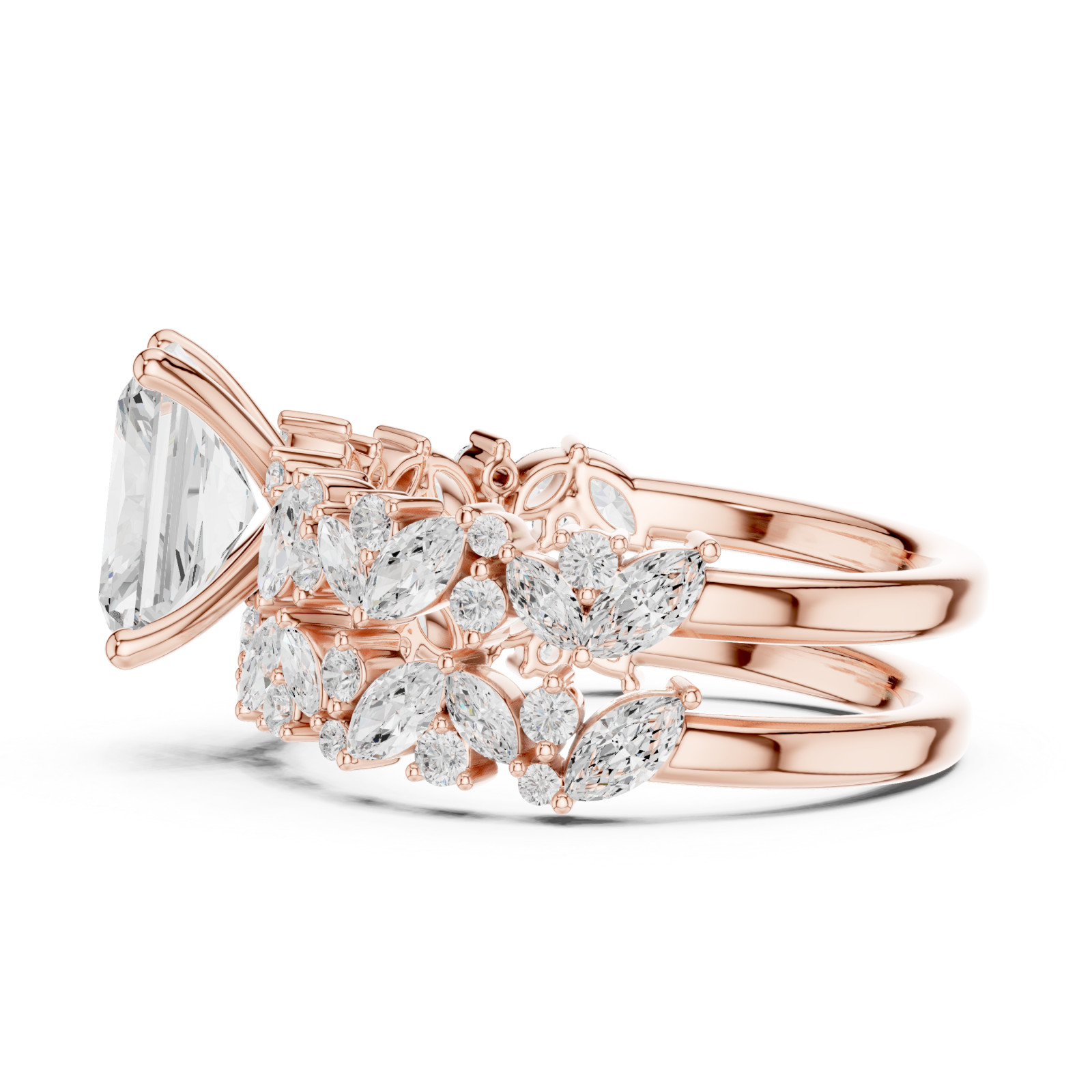  Rose Gold Midnight Bloom Fusion Band Ring Side View