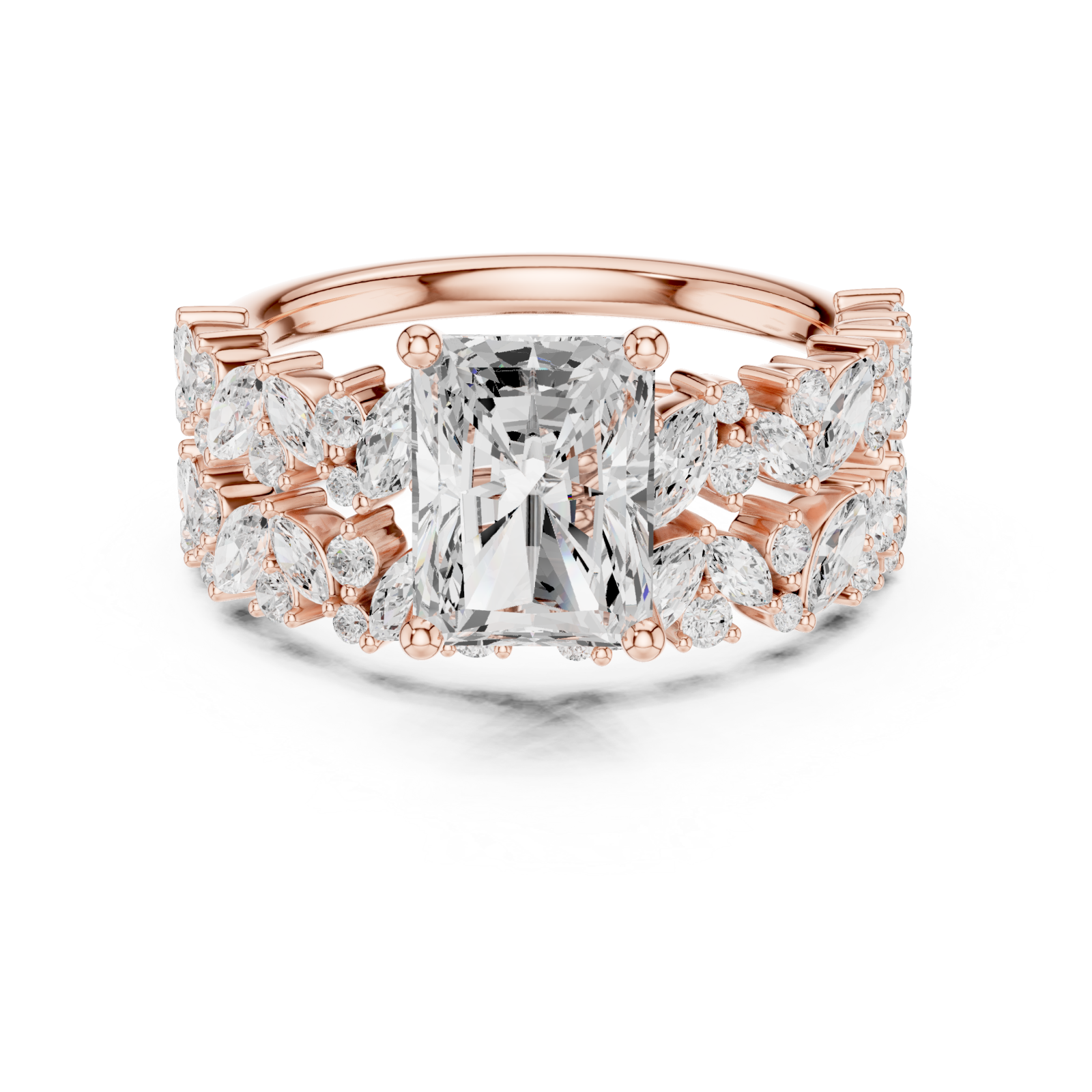  Rose Gold Midnight Bloom Fusion Band Ring Front View