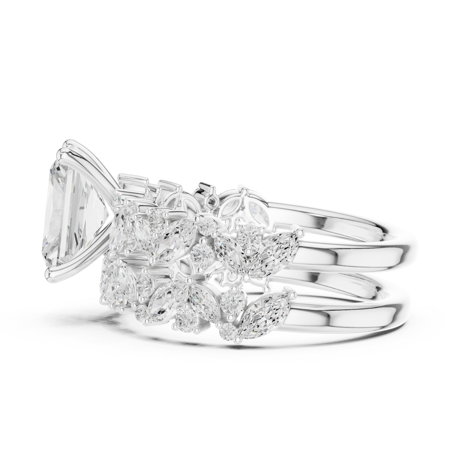  White Gold Midnight Bloom Fusion Band Ring Side View