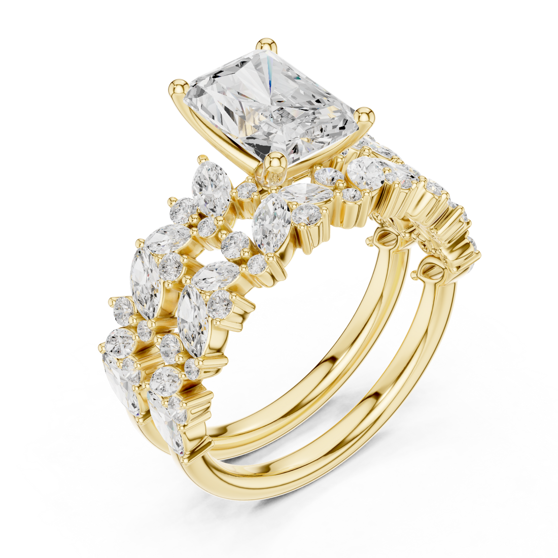 Gold Midnight Bloom Fusion Band Ring Right View