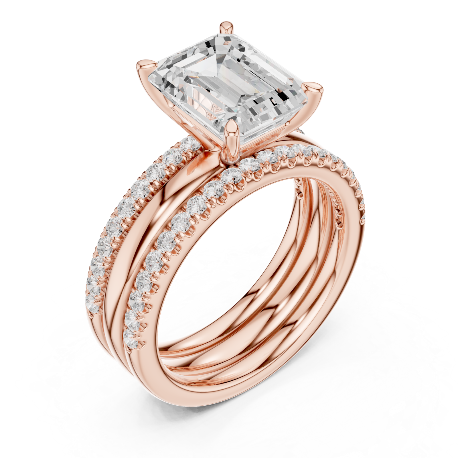  Rose Gold Elysian Regal Halo Double Band Ring Right View
