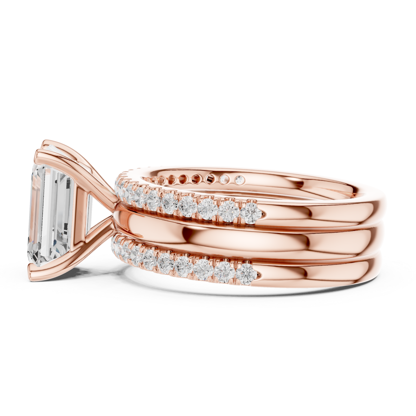  Rose Gold Elysian Regal Halo Double Band Ring Side View