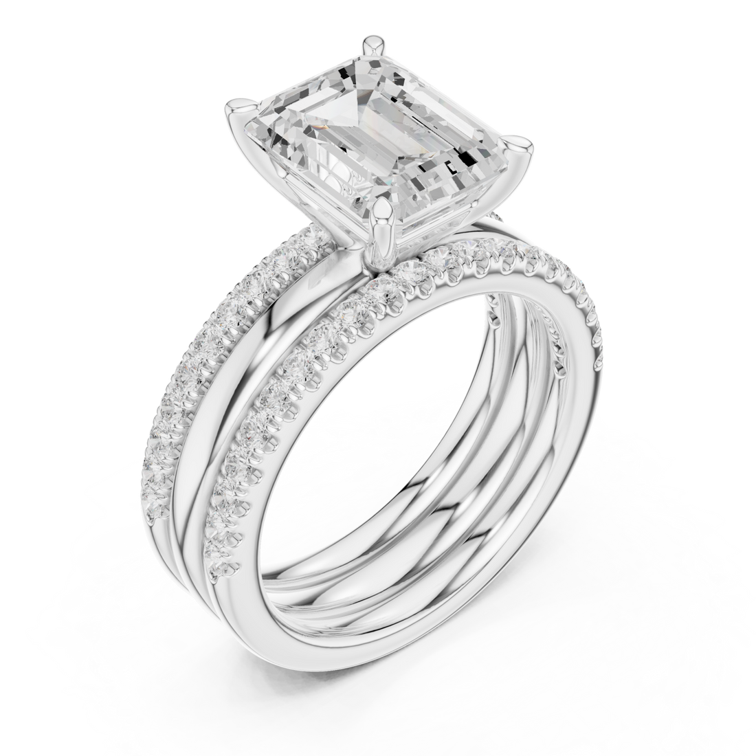  White Gold Elysian Regal Halo Double Band Ring Right View