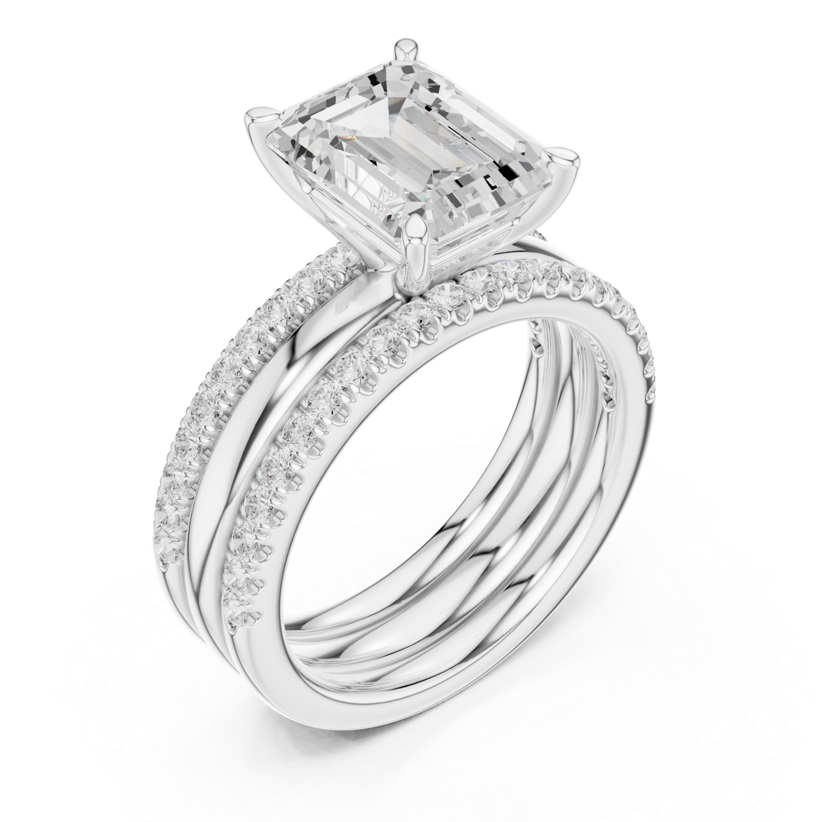  White Gold Elysian Regal Halo Double Band Ring Right View