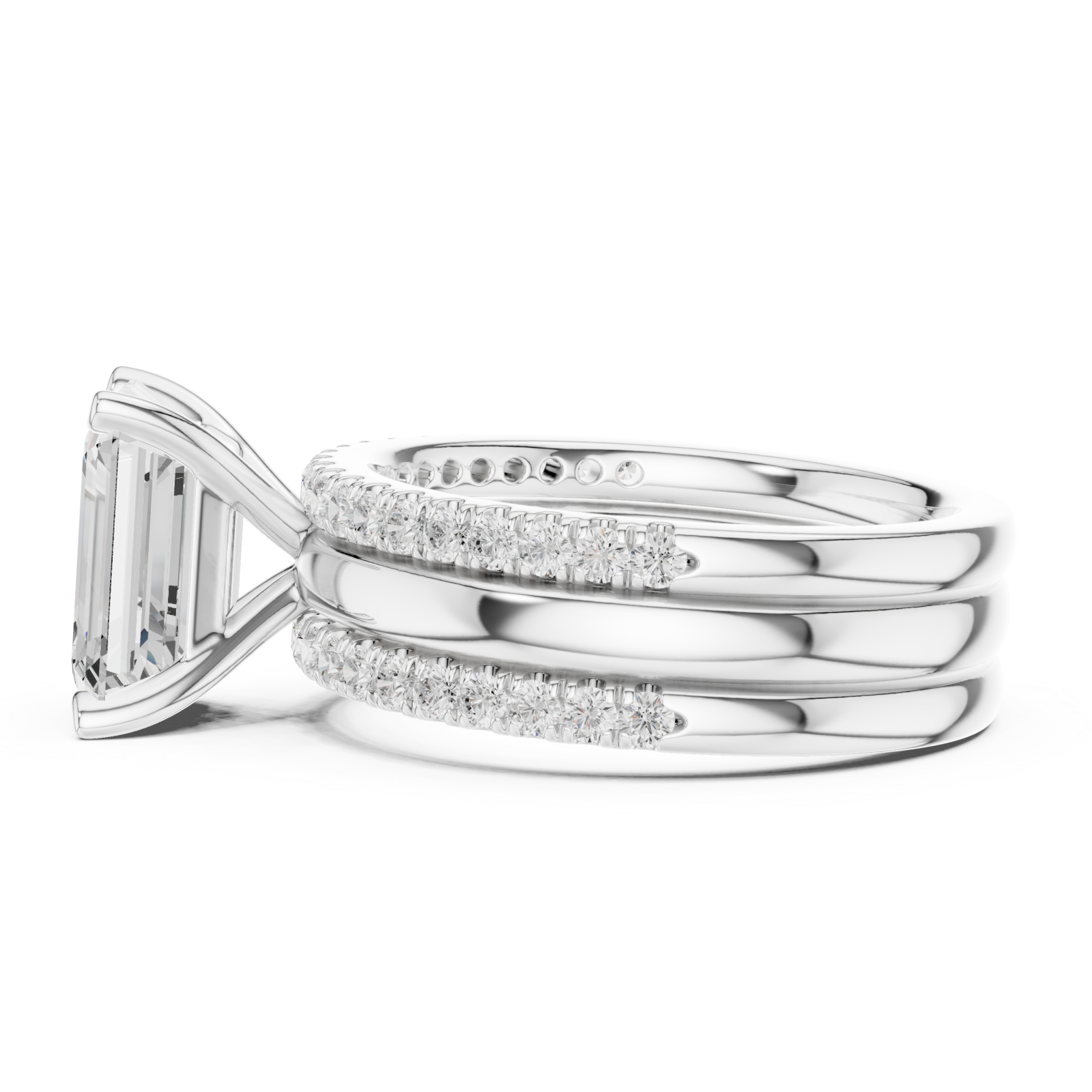  White Gold Elysian Regal Halo Double Band Ring Side View