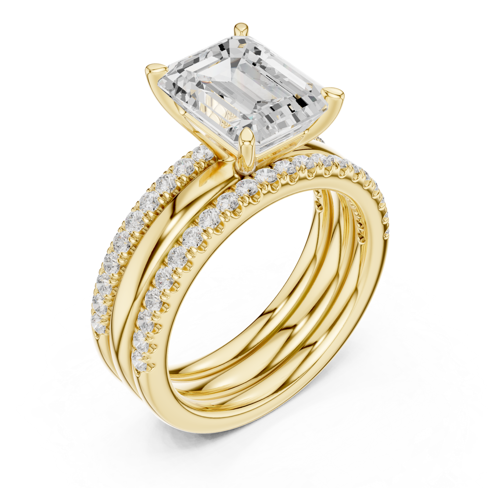 Gold Elysian Regal Halo Double Band Ring Right View