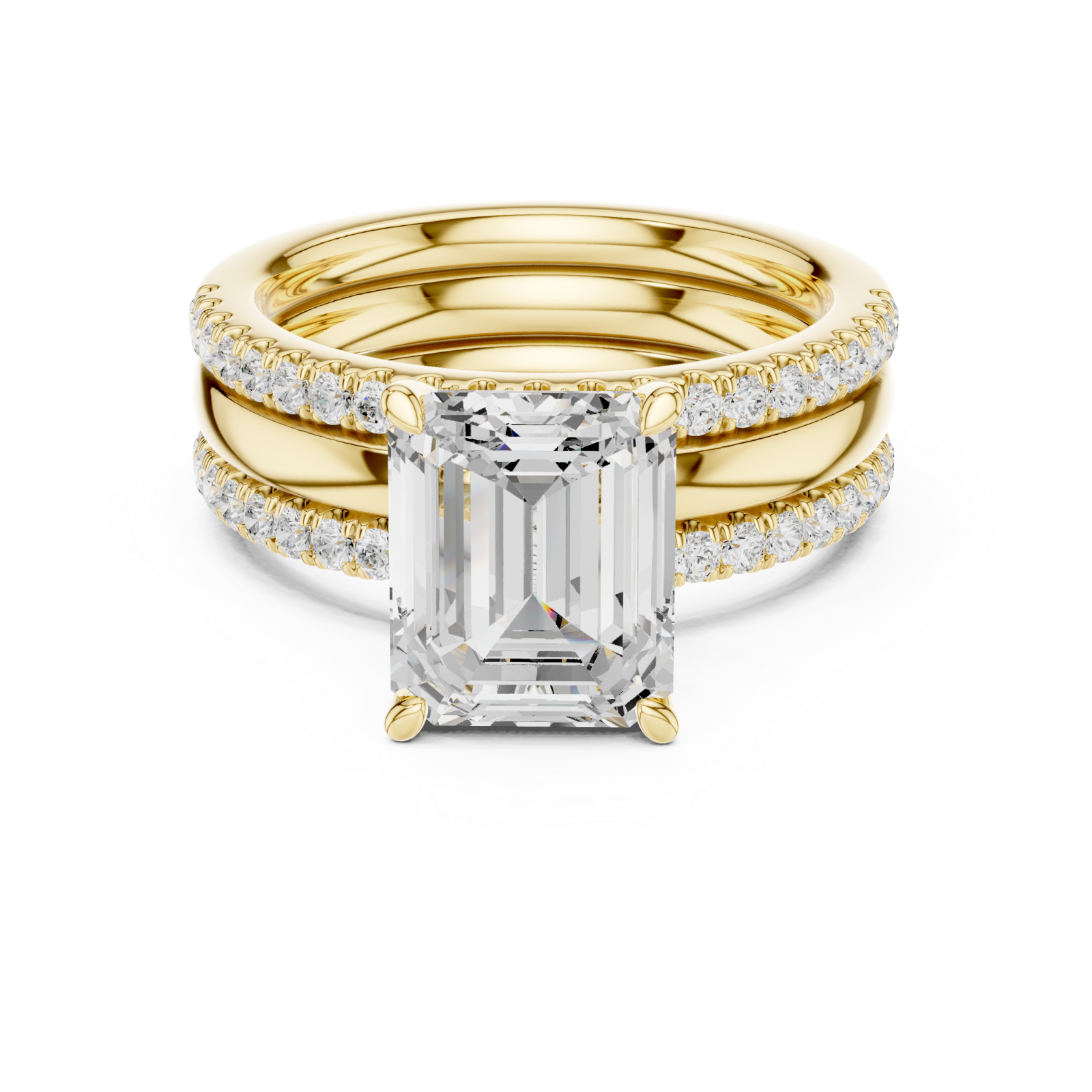  Gold Elysian Regal Halo Double Band Ring Front View