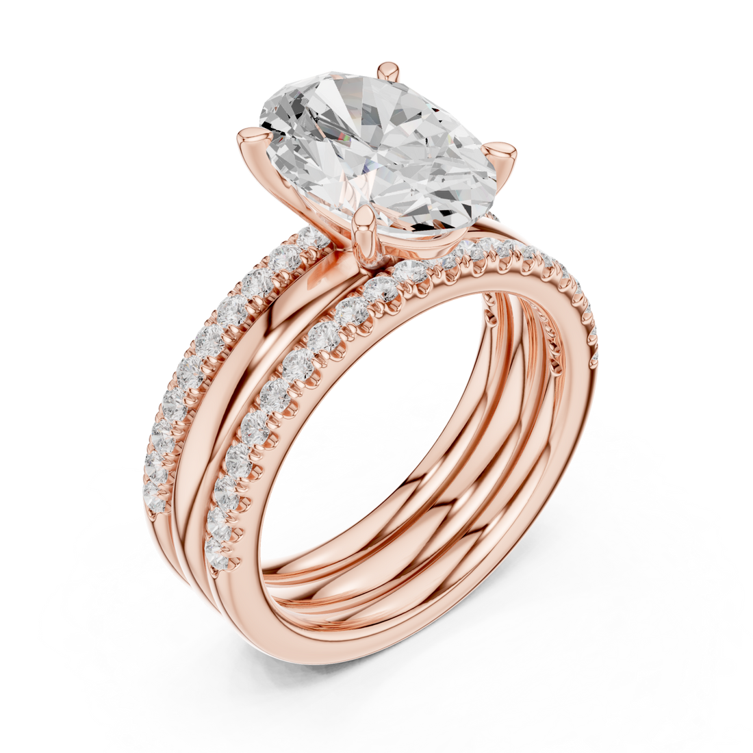  Rose Gold Celestial Marquise Bloom Three Row Ring Right View