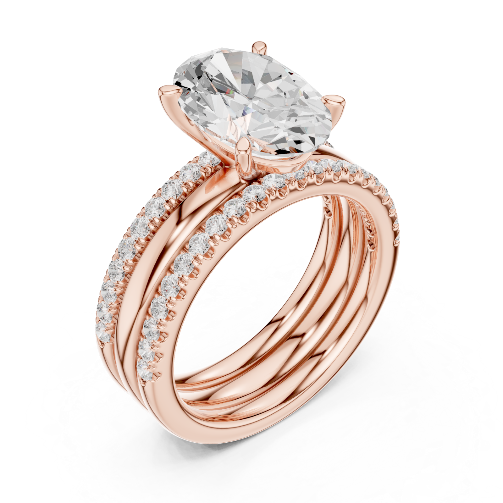  Rose Gold Celestial Marquise Bloom Three Row Ring Right View