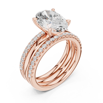  Rose Gold Celestial Marquise Bloom Three Row Ring Right View