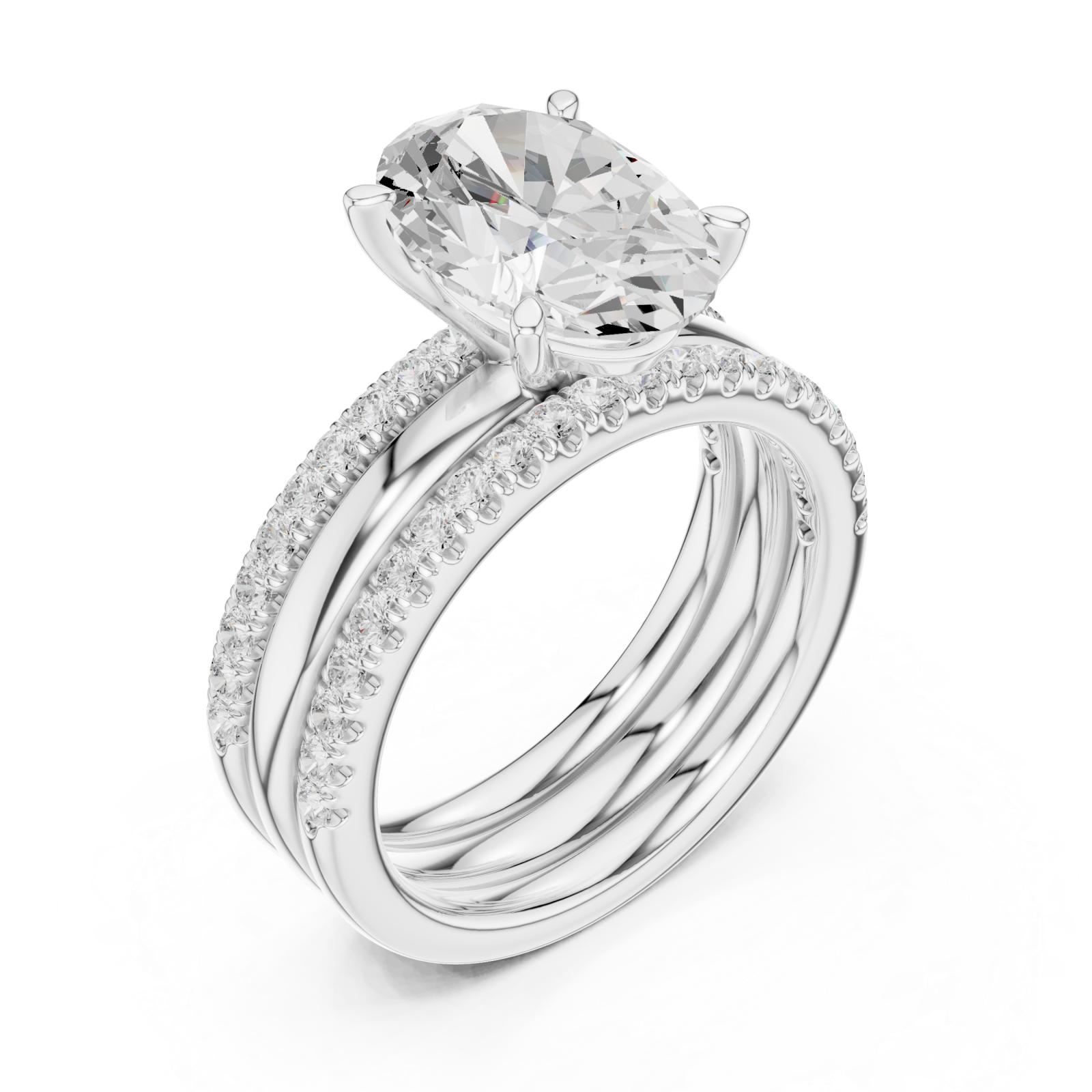  White Gold Celestial Marquise Bloom Three Row Ring Right View